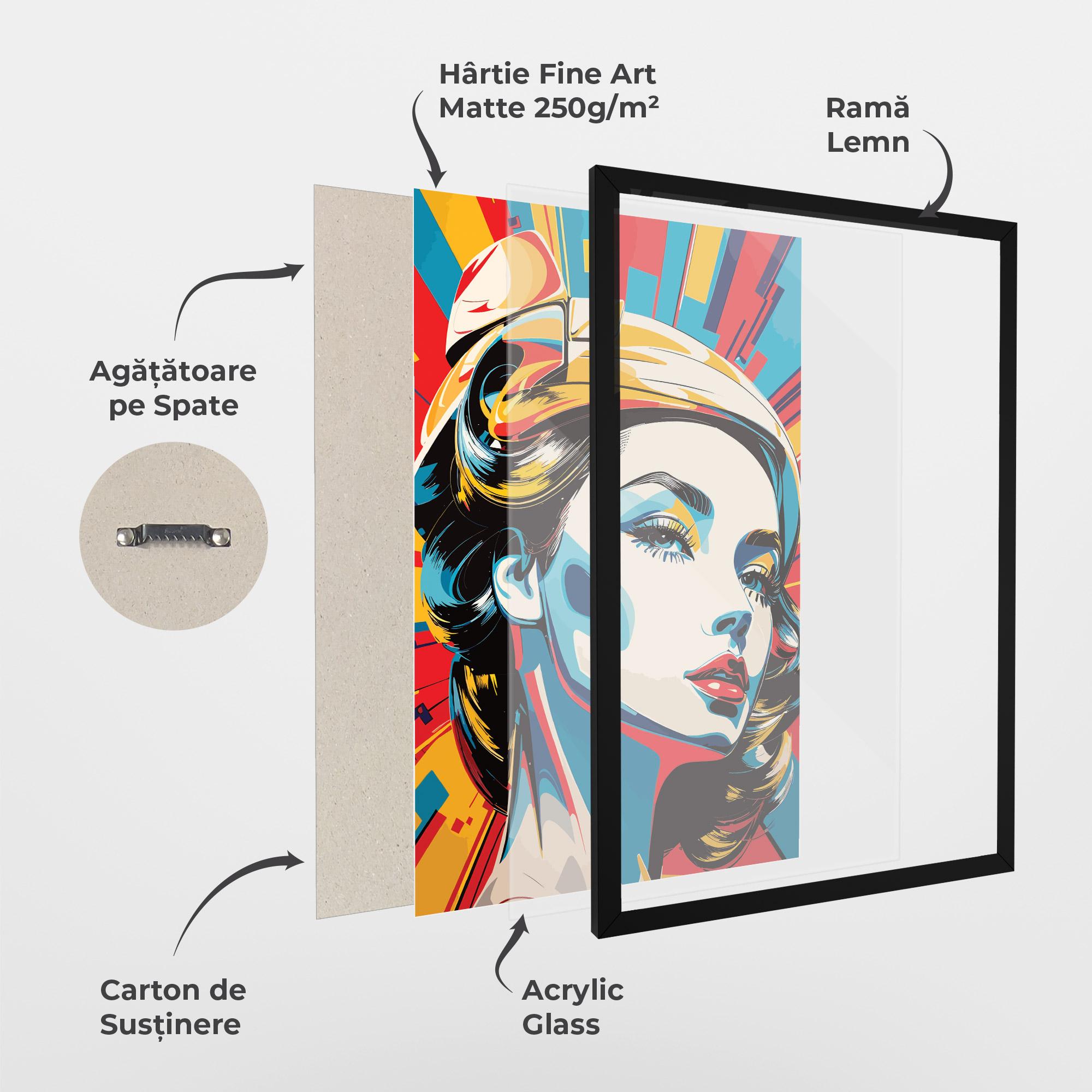 Poster Înrămat Colorful Portrait Lady mockup 1