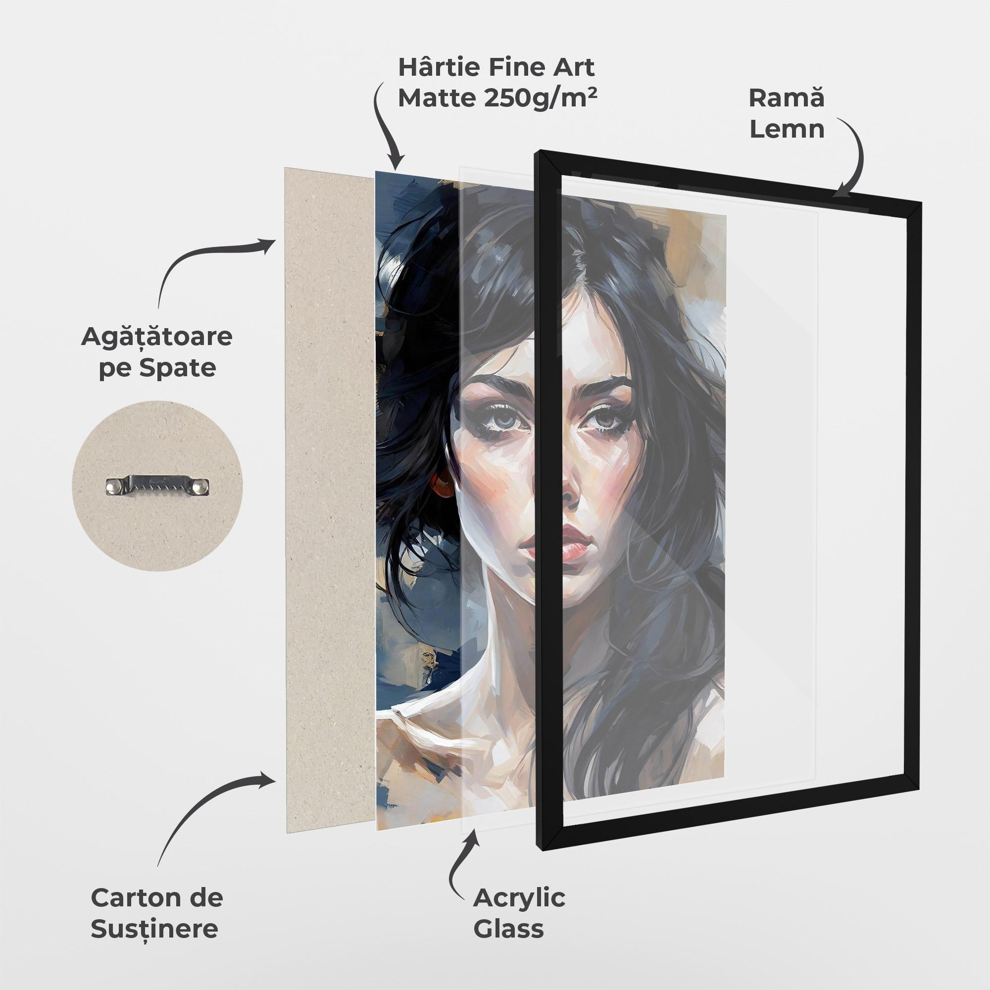 Poster Înrămat Long Black Hair Portrait mockup 1