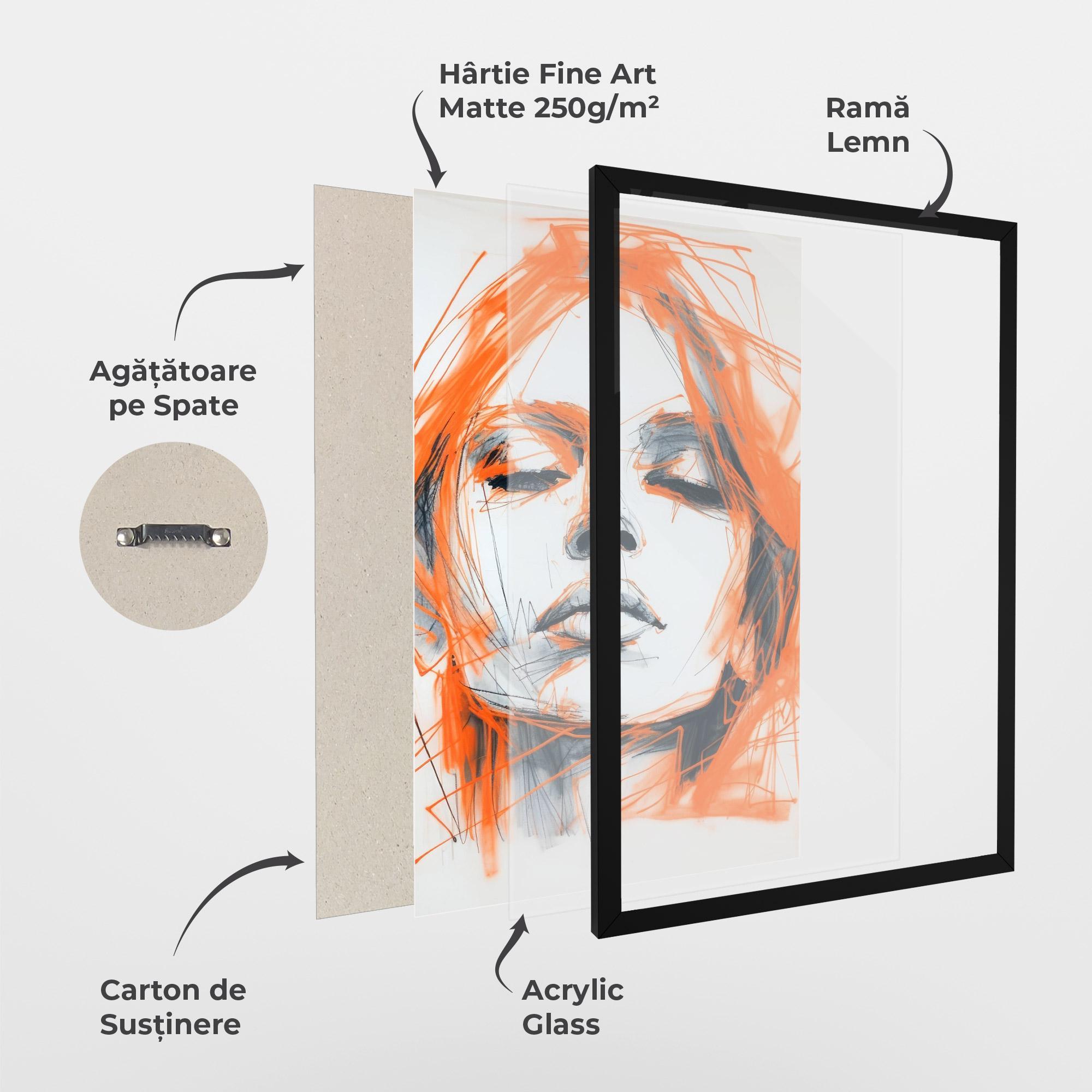 Poster Înrămat Orange Ink Drawing mockup 1