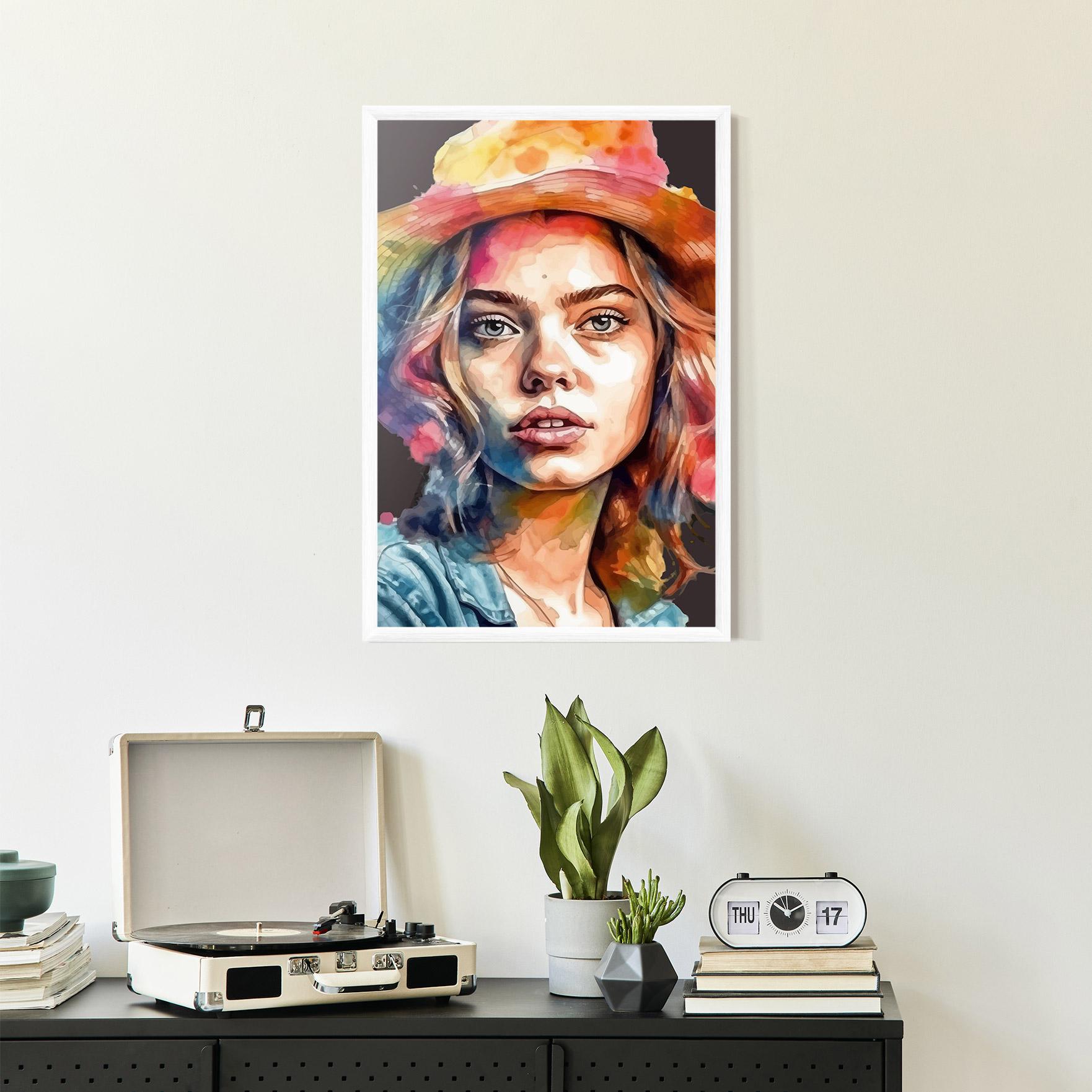 Poster Înrămat Hat Portrait Girl mockup 2