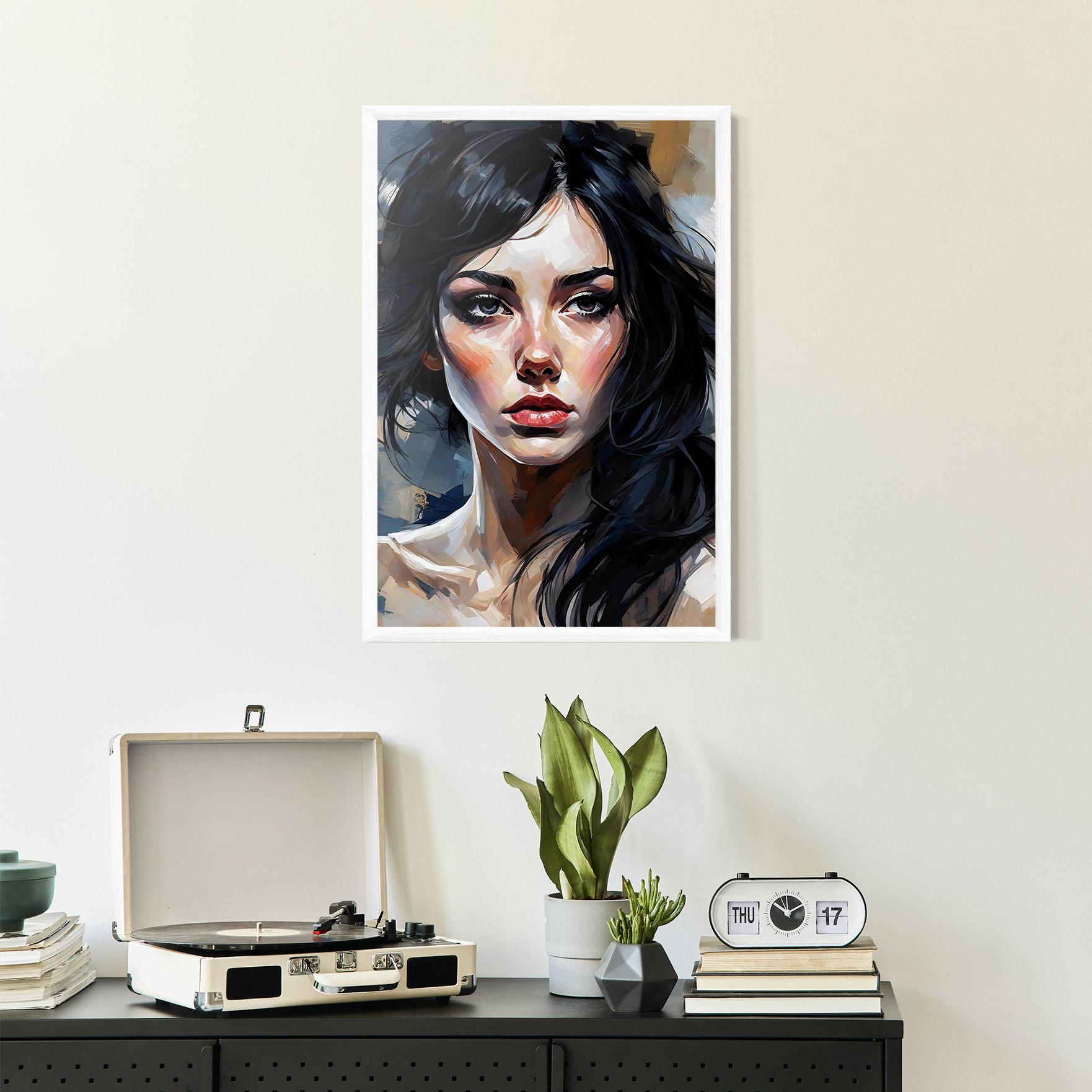 Poster Înrămat Long Black Hair Portrait mockup 2