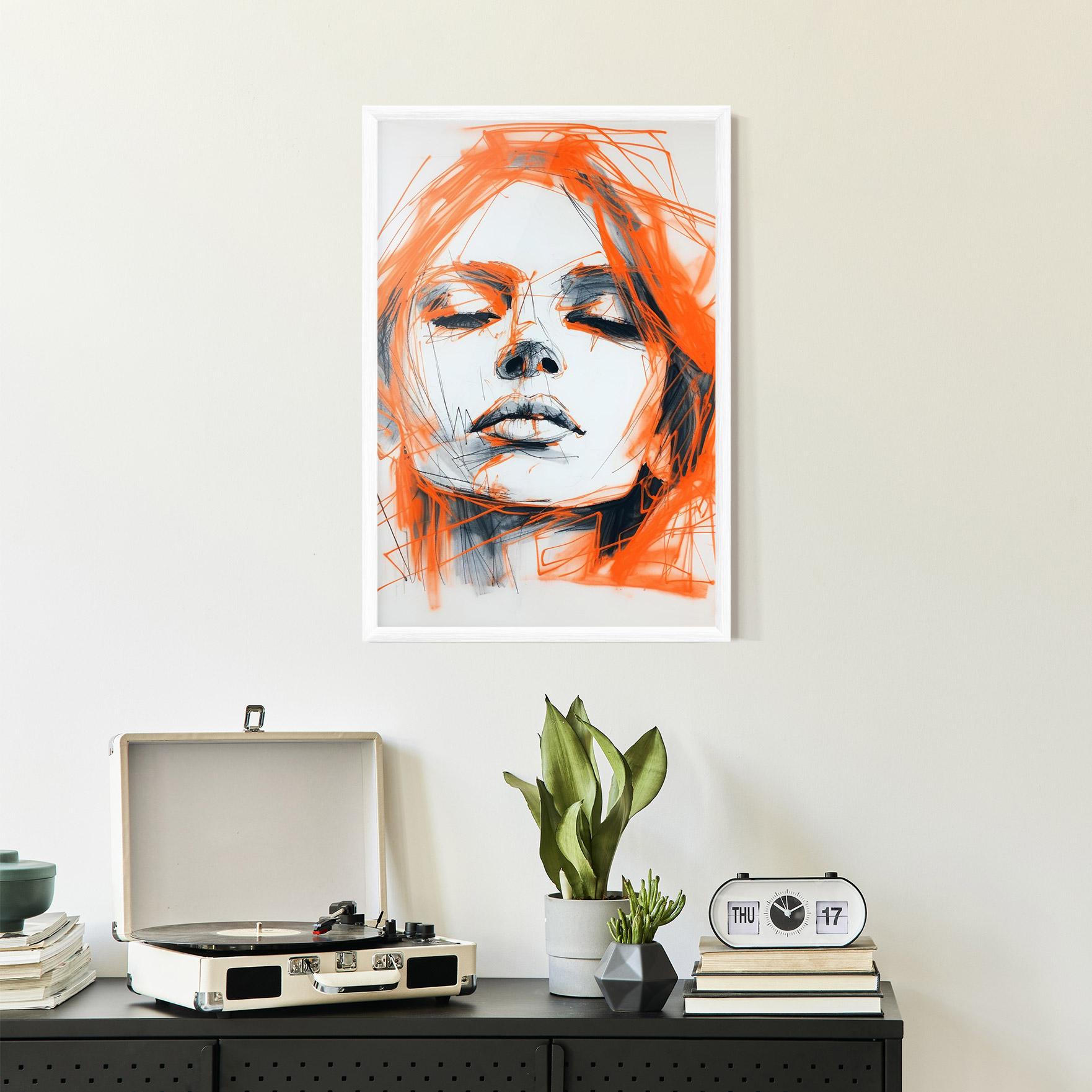 Poster Înrămat Orange Ink Drawing mockup 2