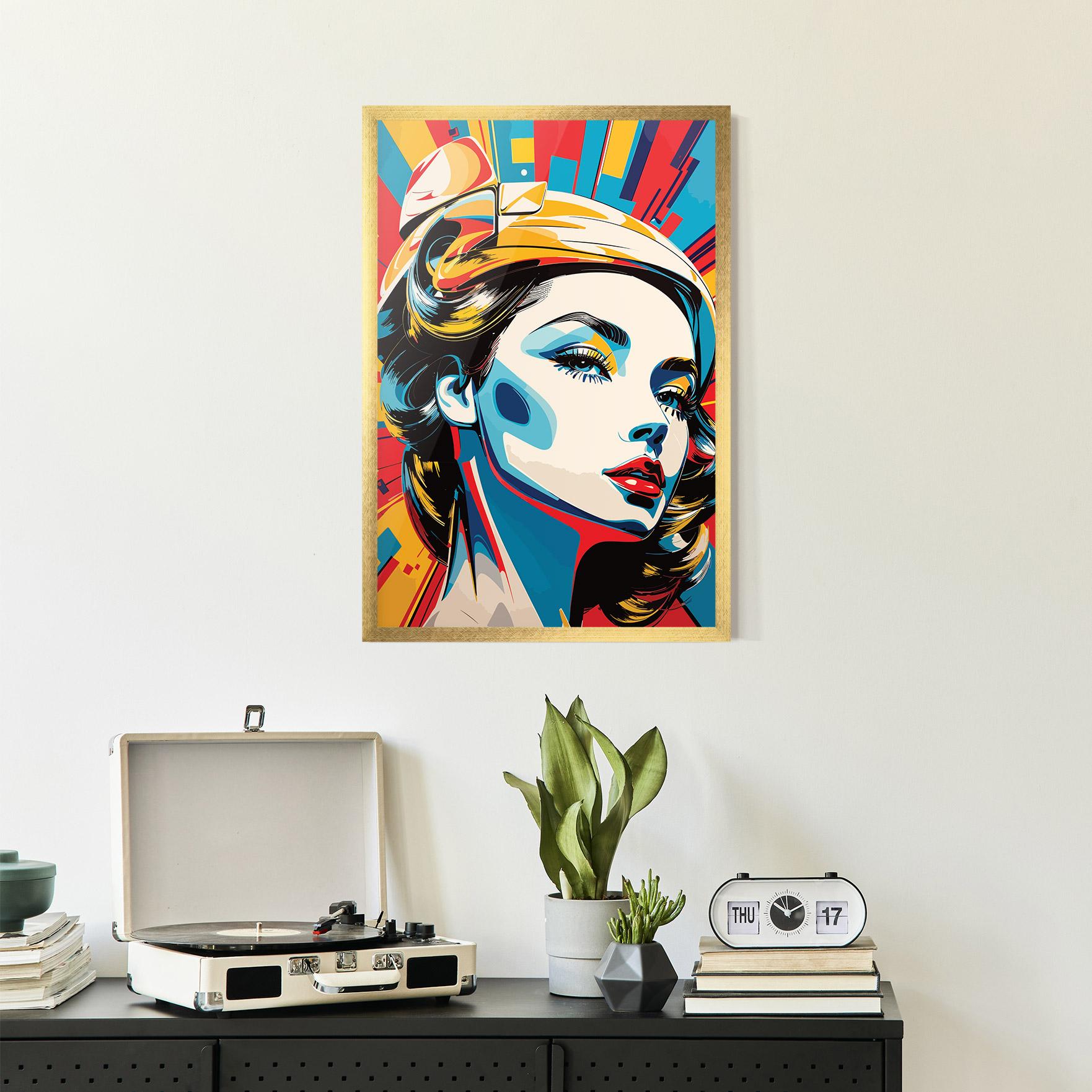 Poster Înrămat Colorful Portrait Lady mockup 2