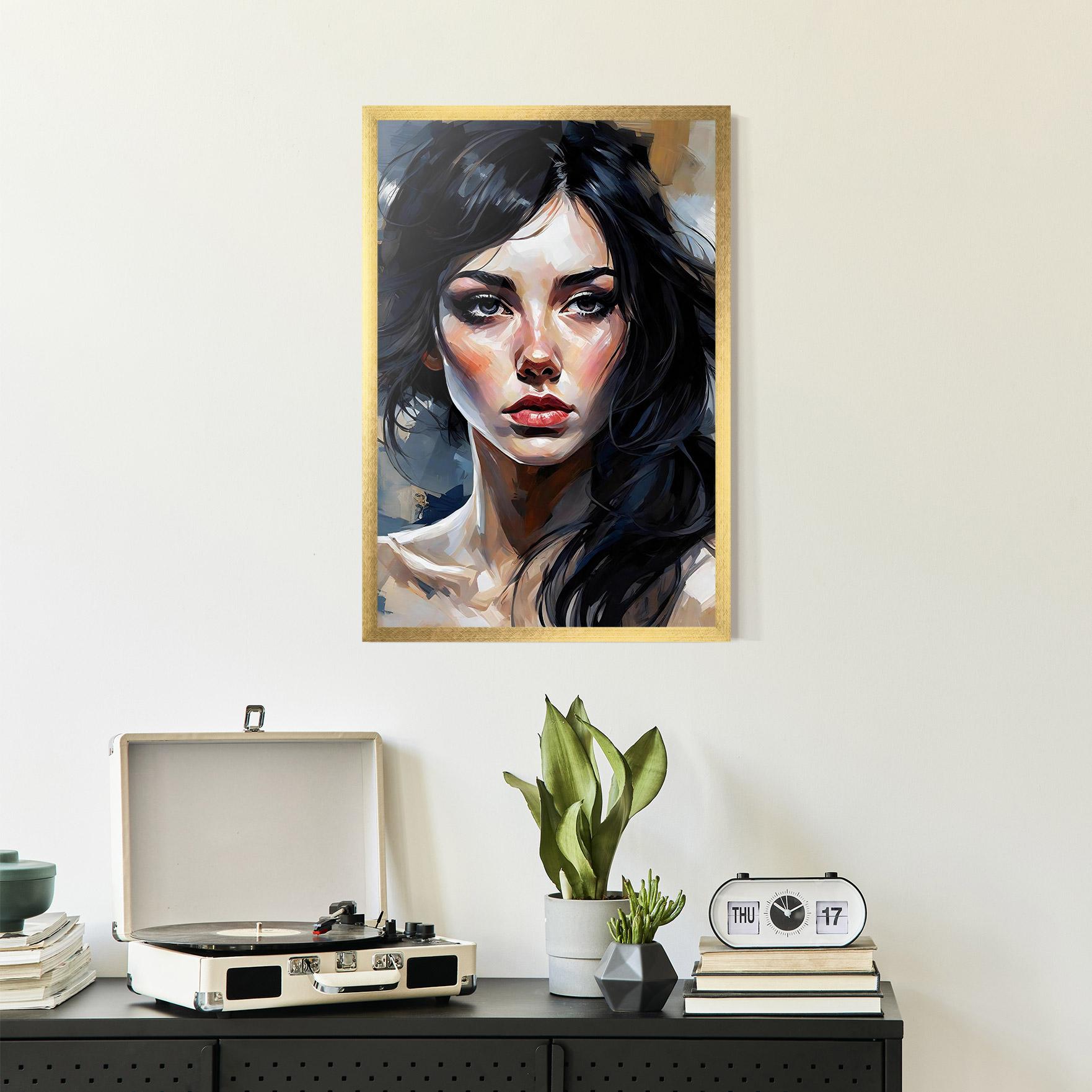 Poster Înrămat Long Black Hair Portrait mockup 2