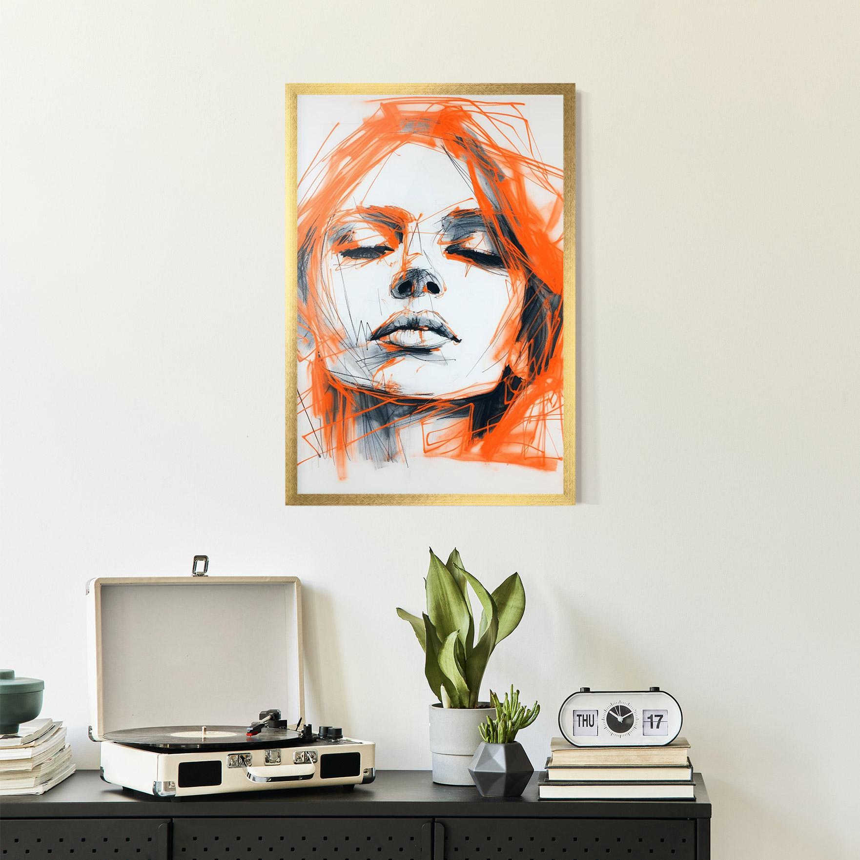 Poster Înrămat Orange Ink Drawing mockup 2