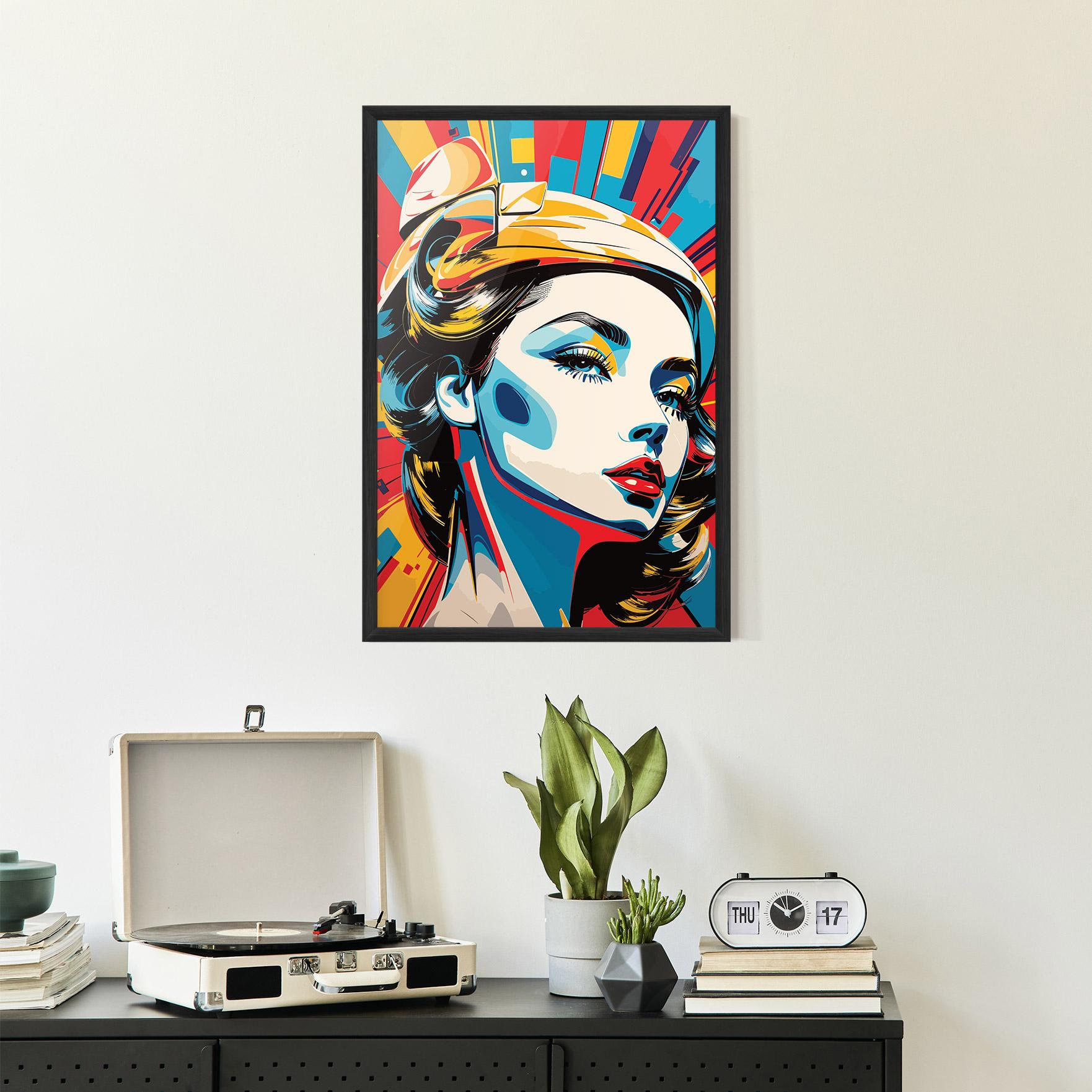 Poster Înrămat Colorful Portrait Lady mockup 2
