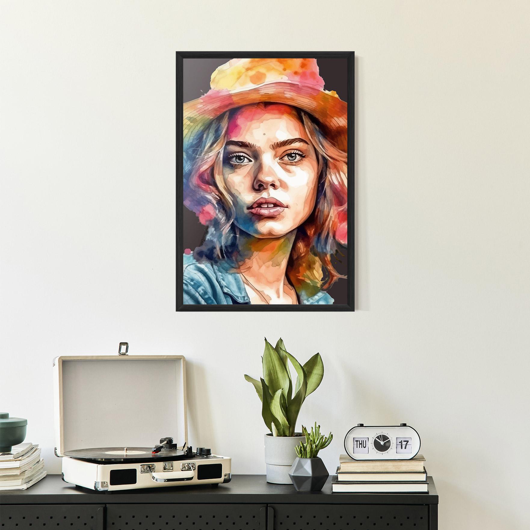 Poster Înrămat Hat Portrait Girl mockup 2