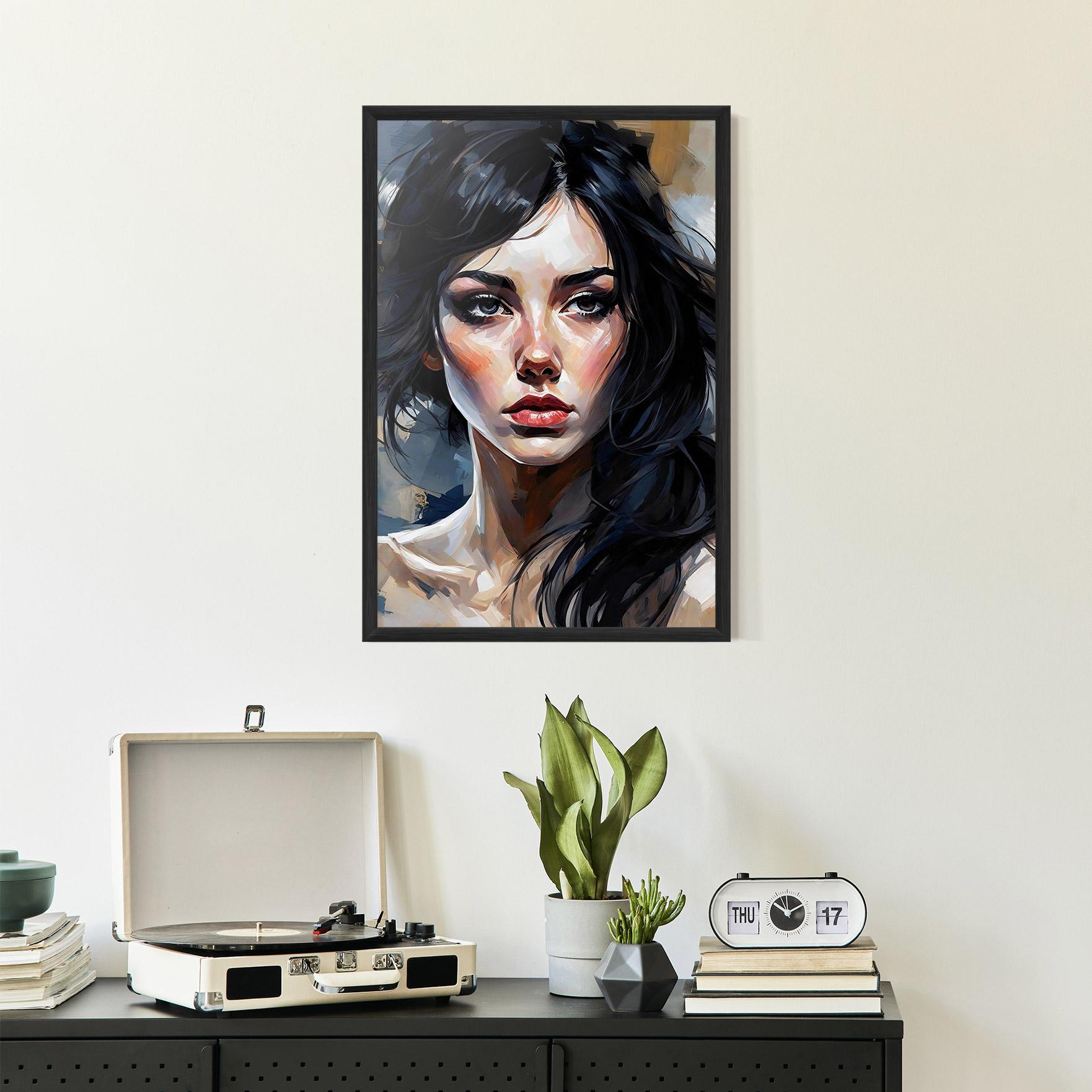 Poster Înrămat Long Black Hair Portrait mockup 2