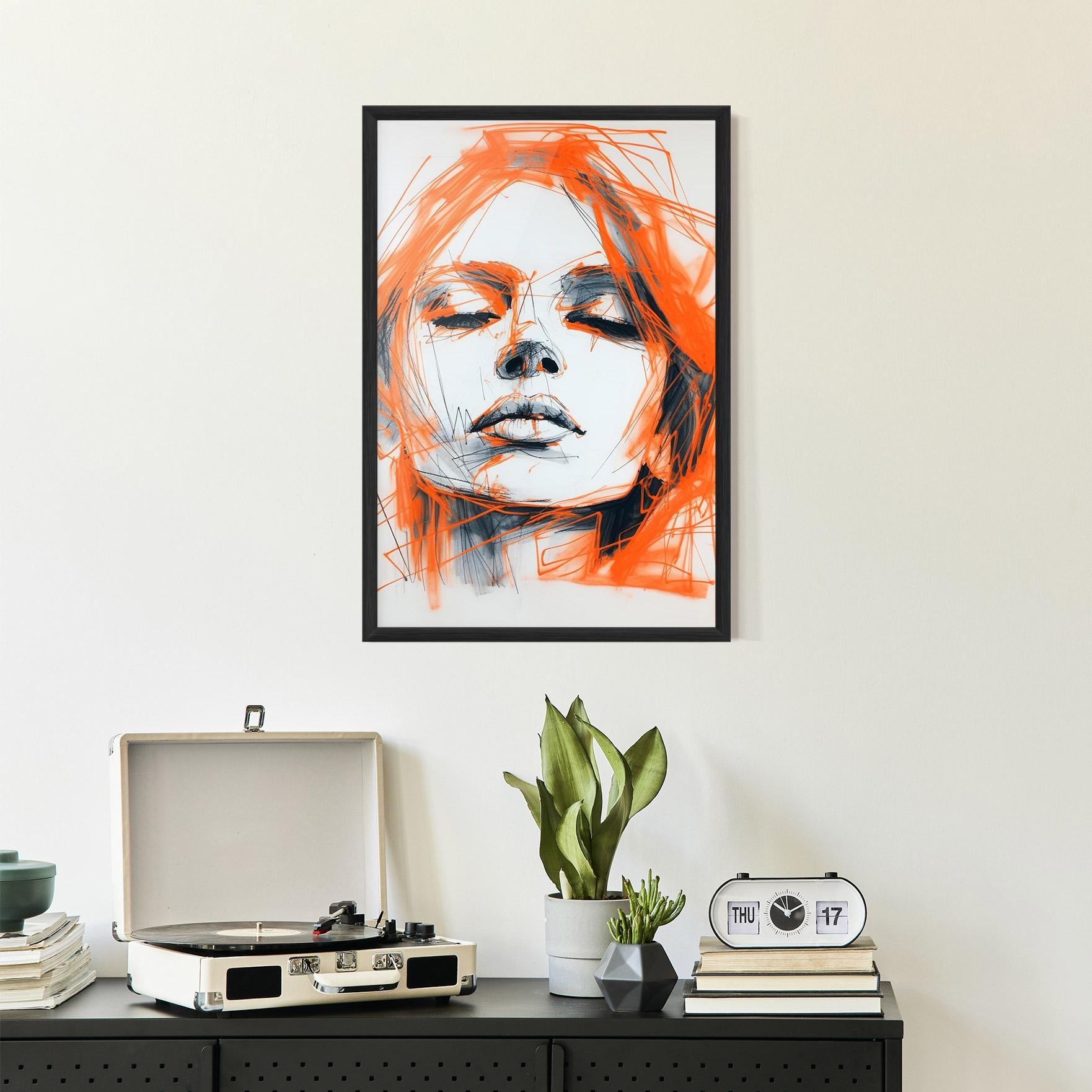 Poster Înrămat Orange Ink Drawing mockup 2