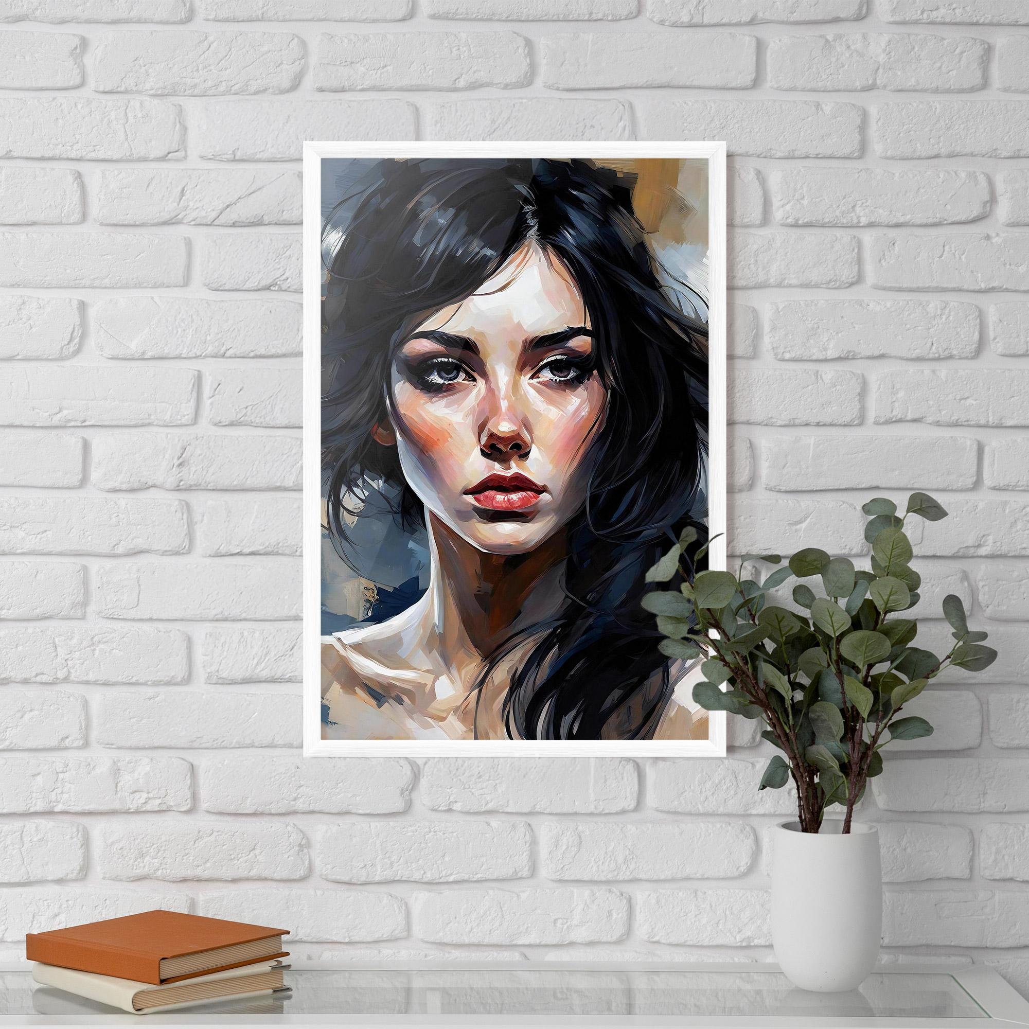 Poster Înrămat Long Black Hair Portrait mockup 5