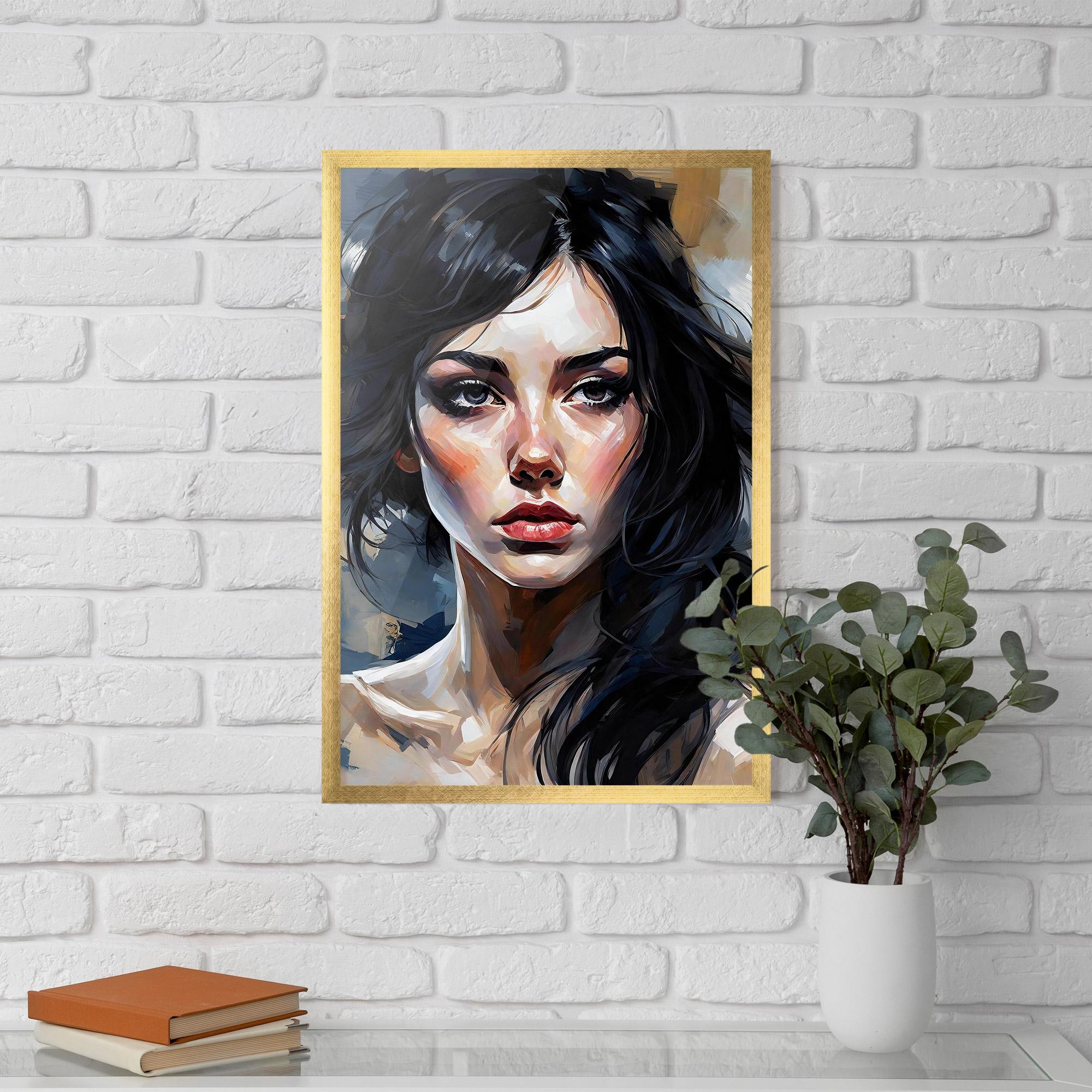 Poster Înrămat Long Black Hair Portrait mockup 5
