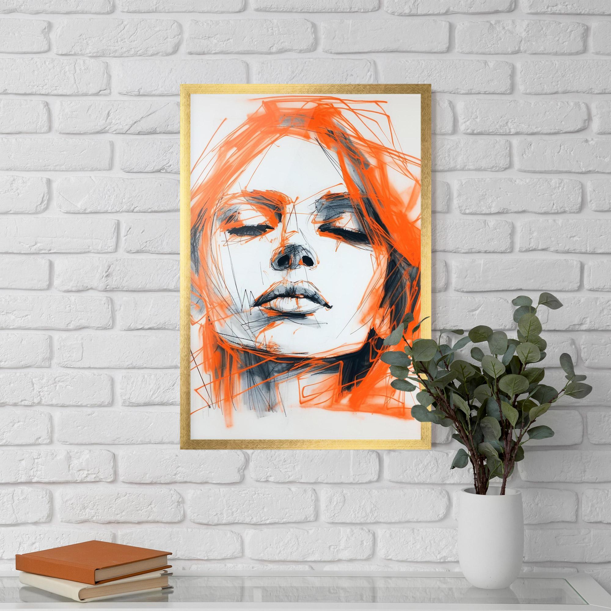 Poster Înrămat Orange Ink Drawing mockup 5