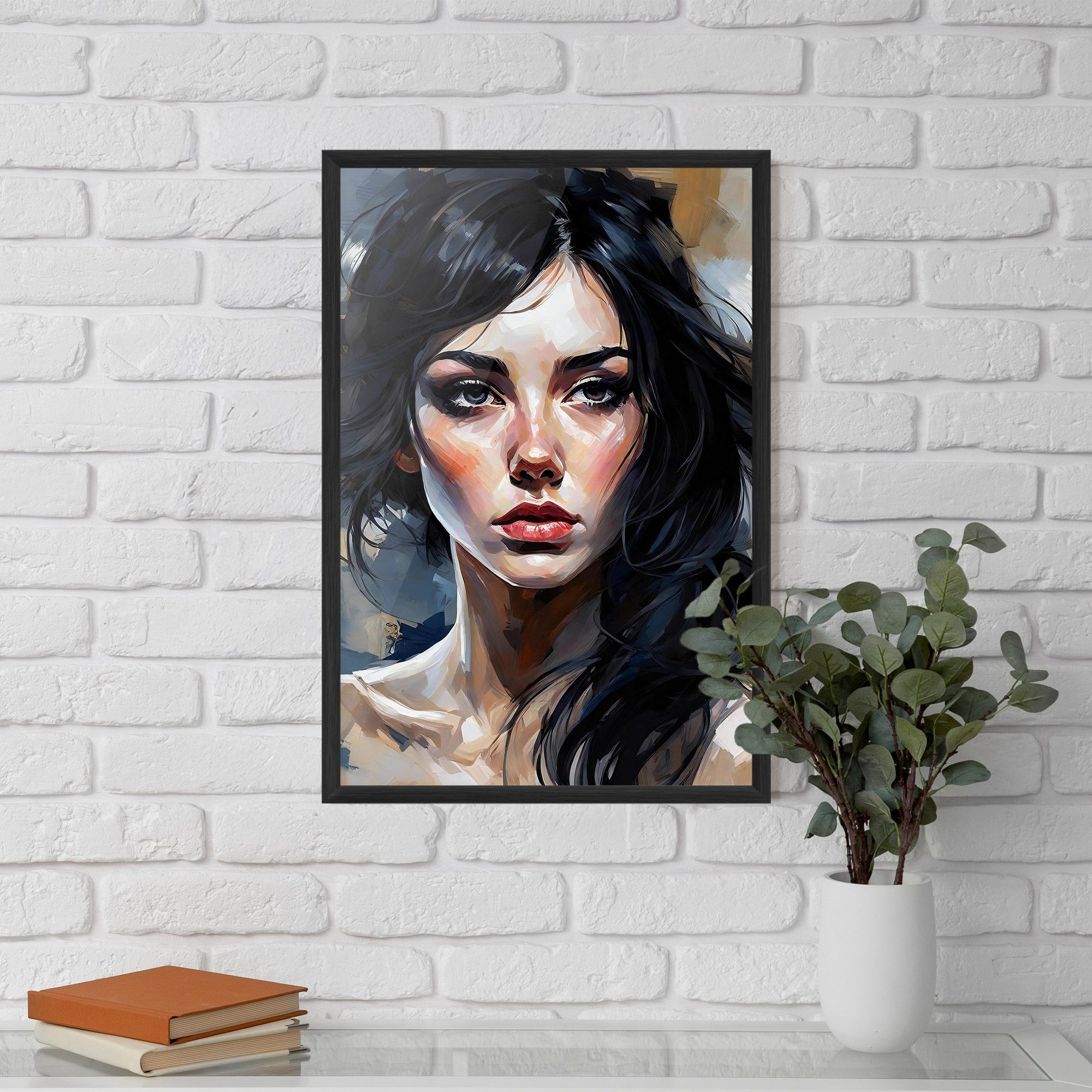 Long Black Hair Portrait mockup 5