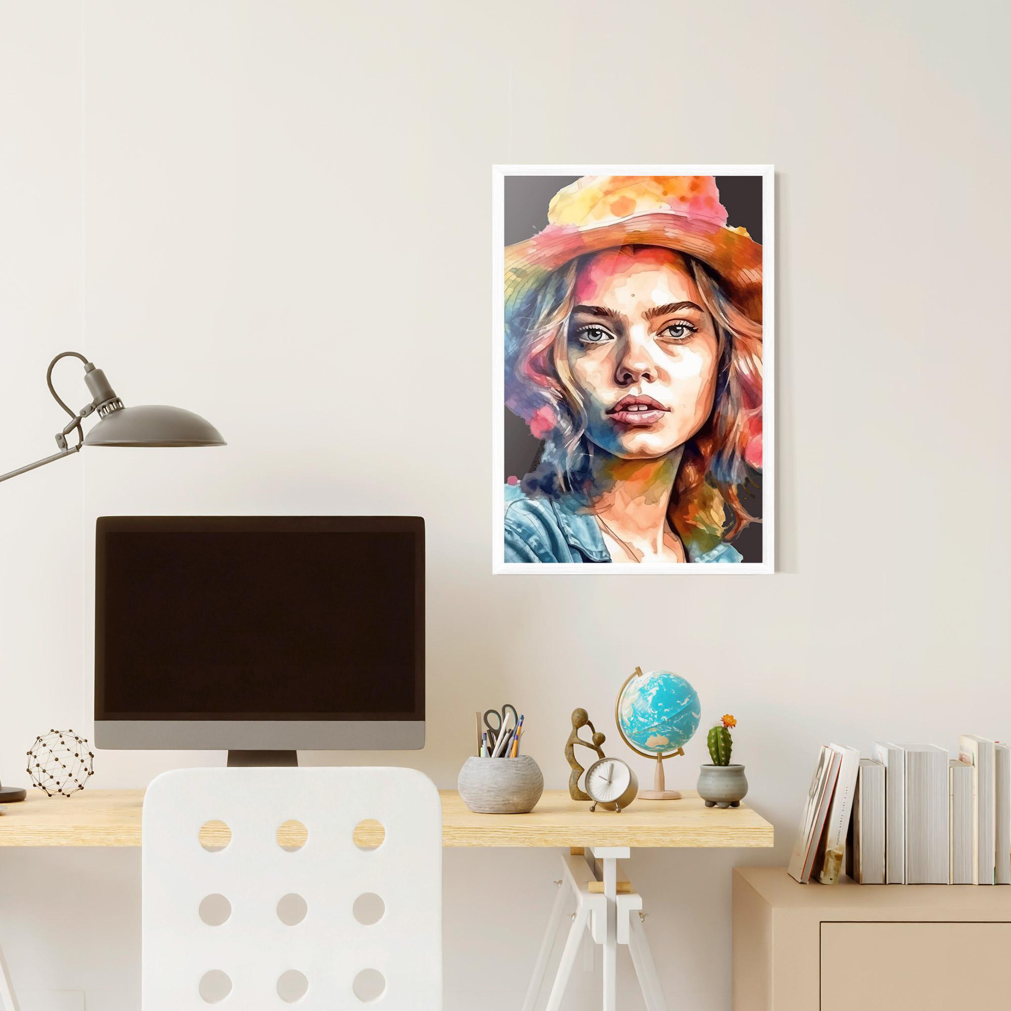 Poster Înrămat Hat Portrait Girl mockup 6