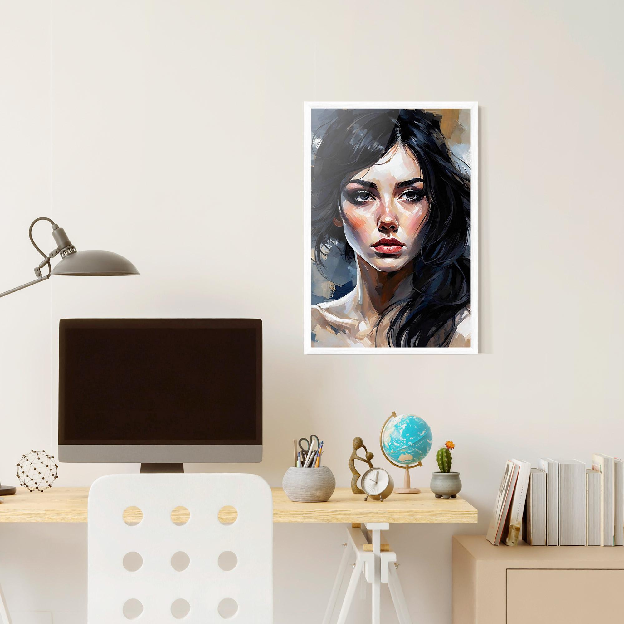 Poster Înrămat Long Black Hair Portrait mockup 6