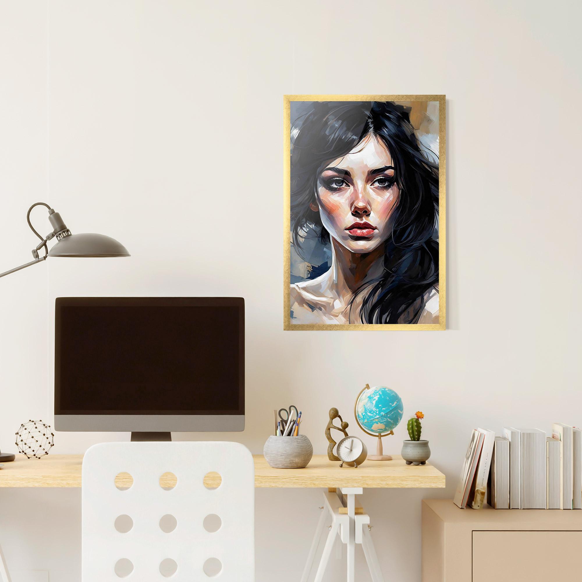 Poster Înrămat Long Black Hair Portrait mockup 6