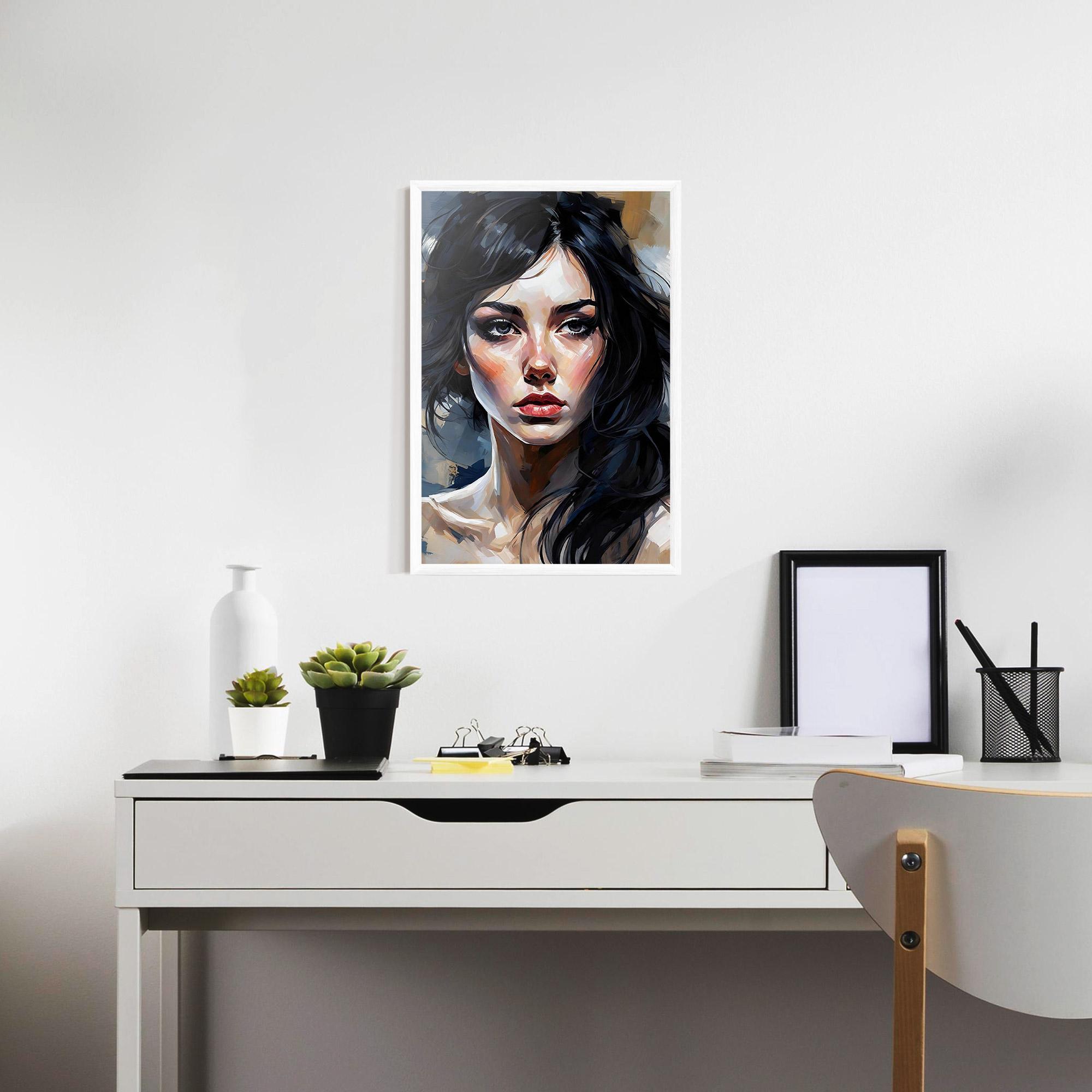 Poster Înrămat Long Black Hair Portrait mockup 7