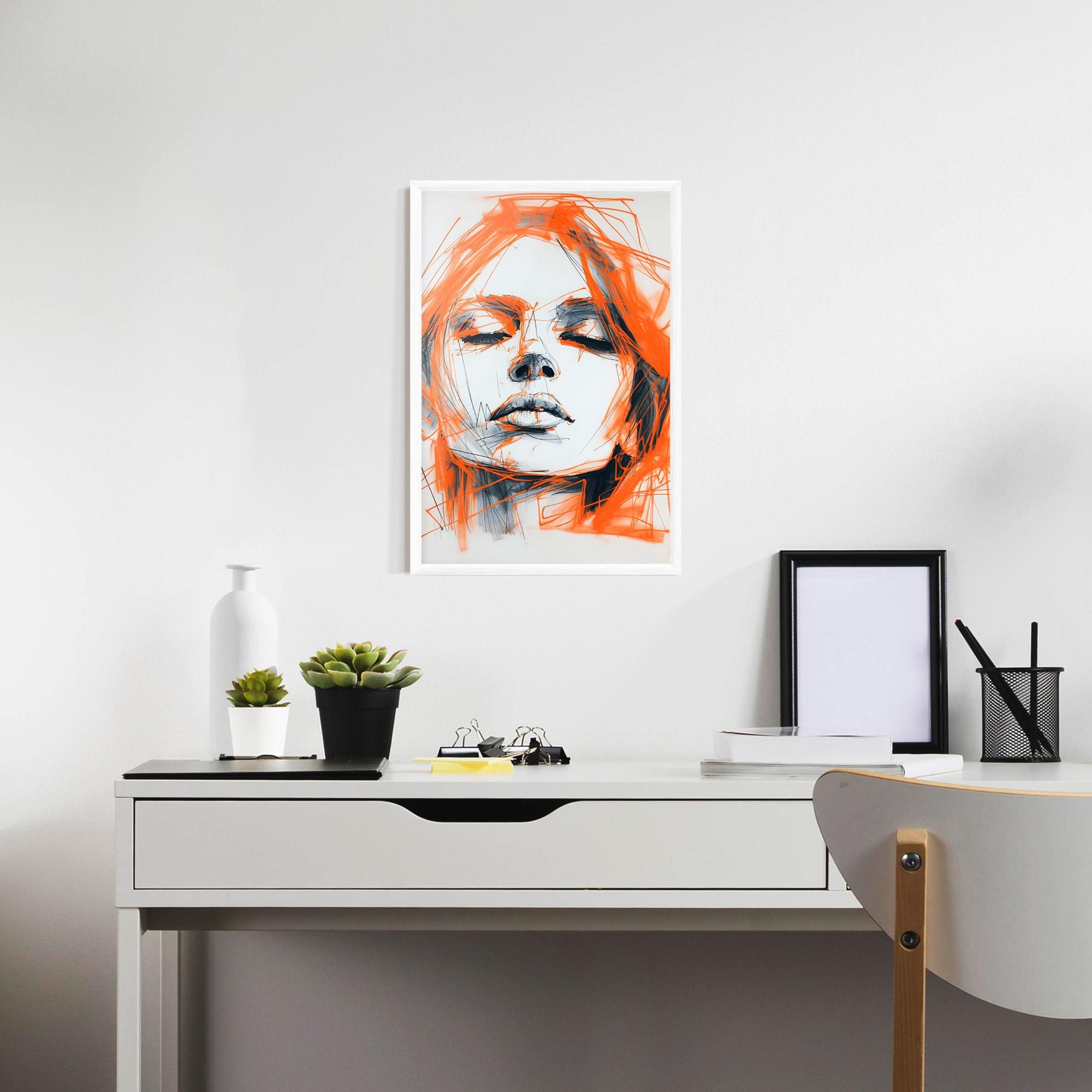 Poster Înrămat Orange Ink Drawing mockup 7