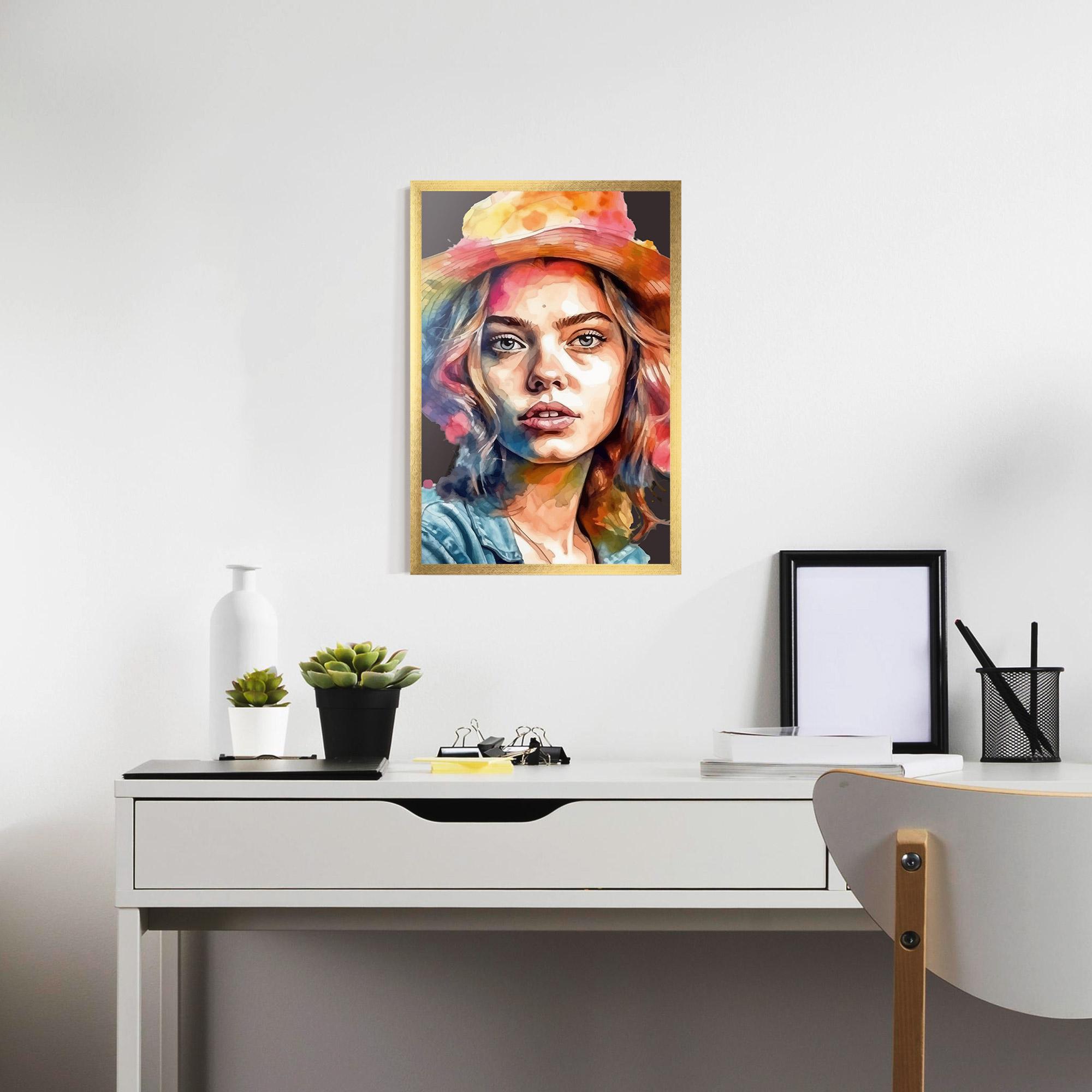 Poster Înrămat Hat Portrait Girl mockup 7