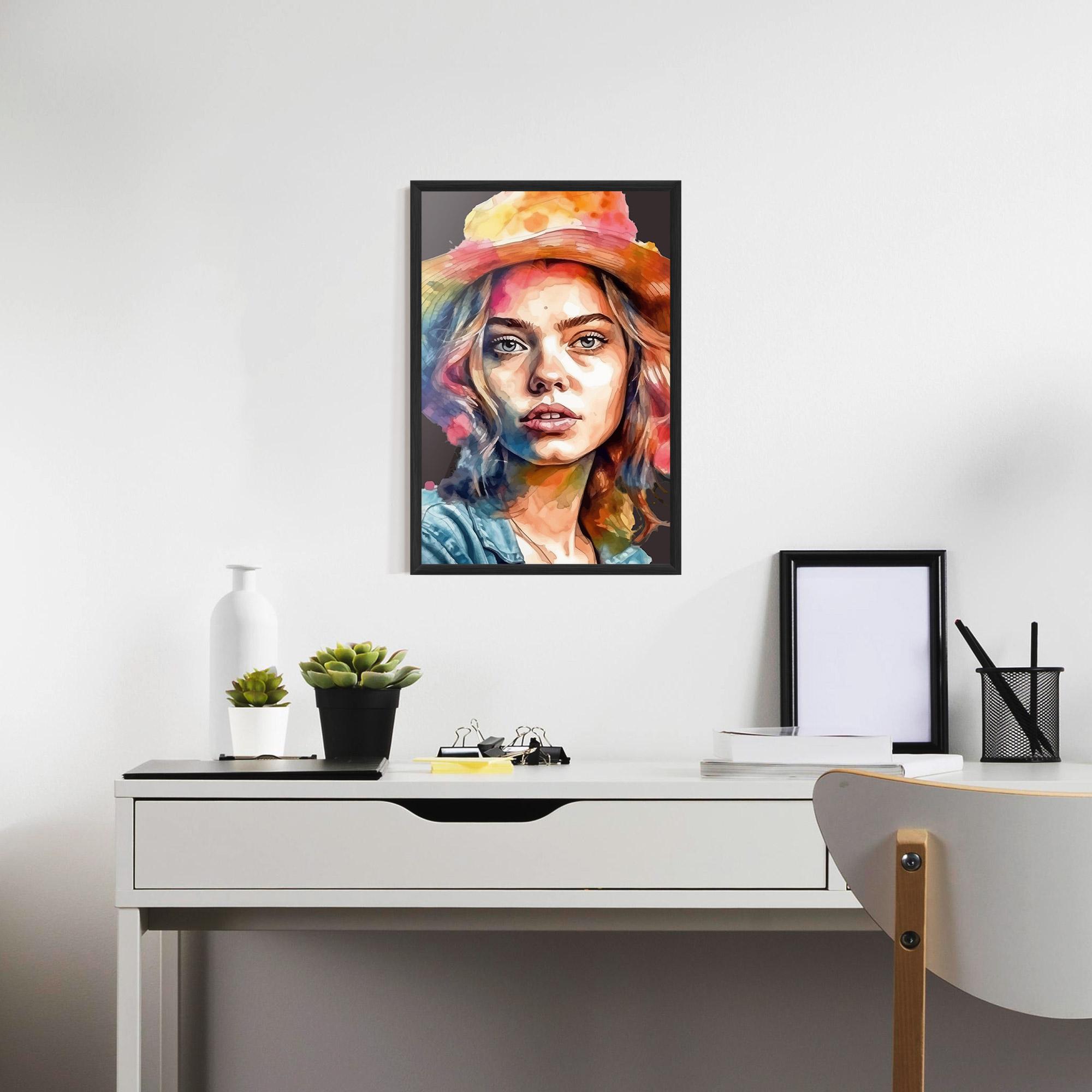 Poster Înrămat Hat Portrait Girl mockup 7