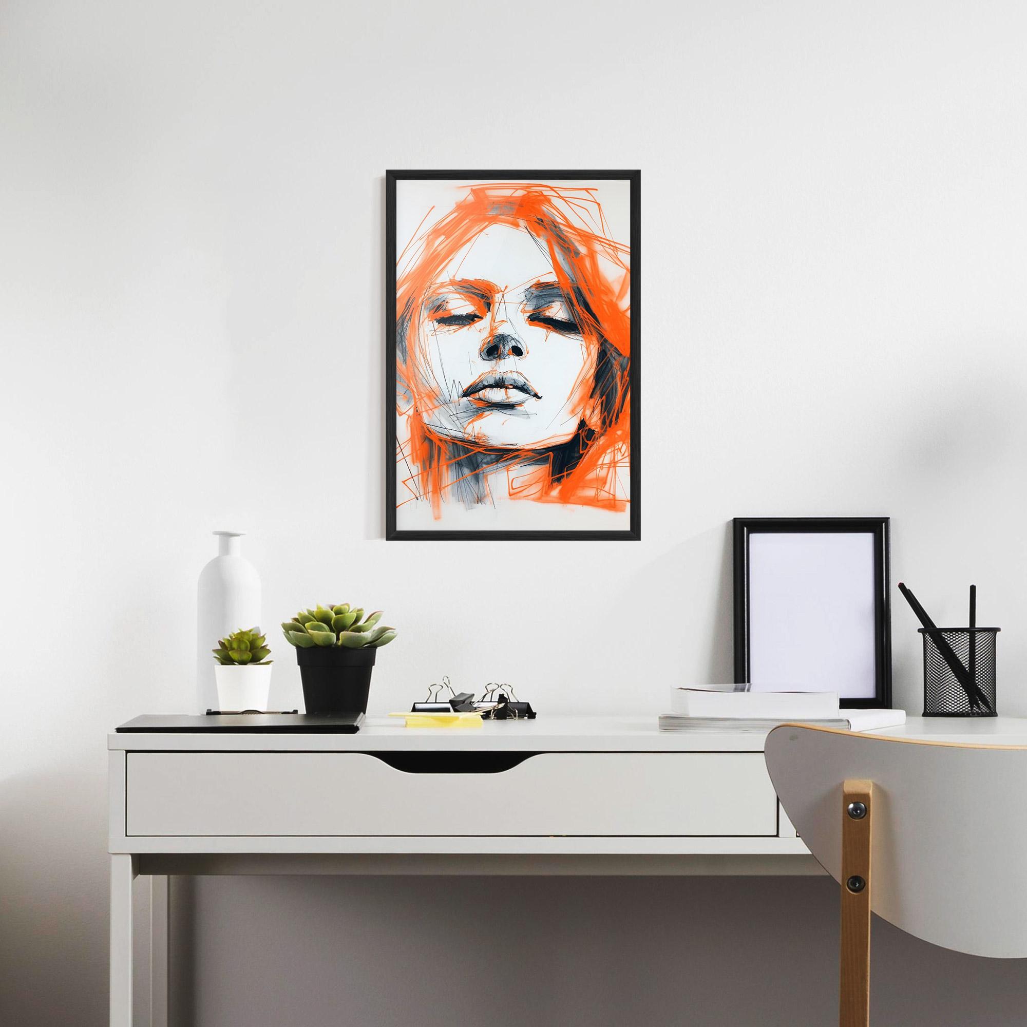 Poster Înrămat Orange Ink Drawing mockup 7