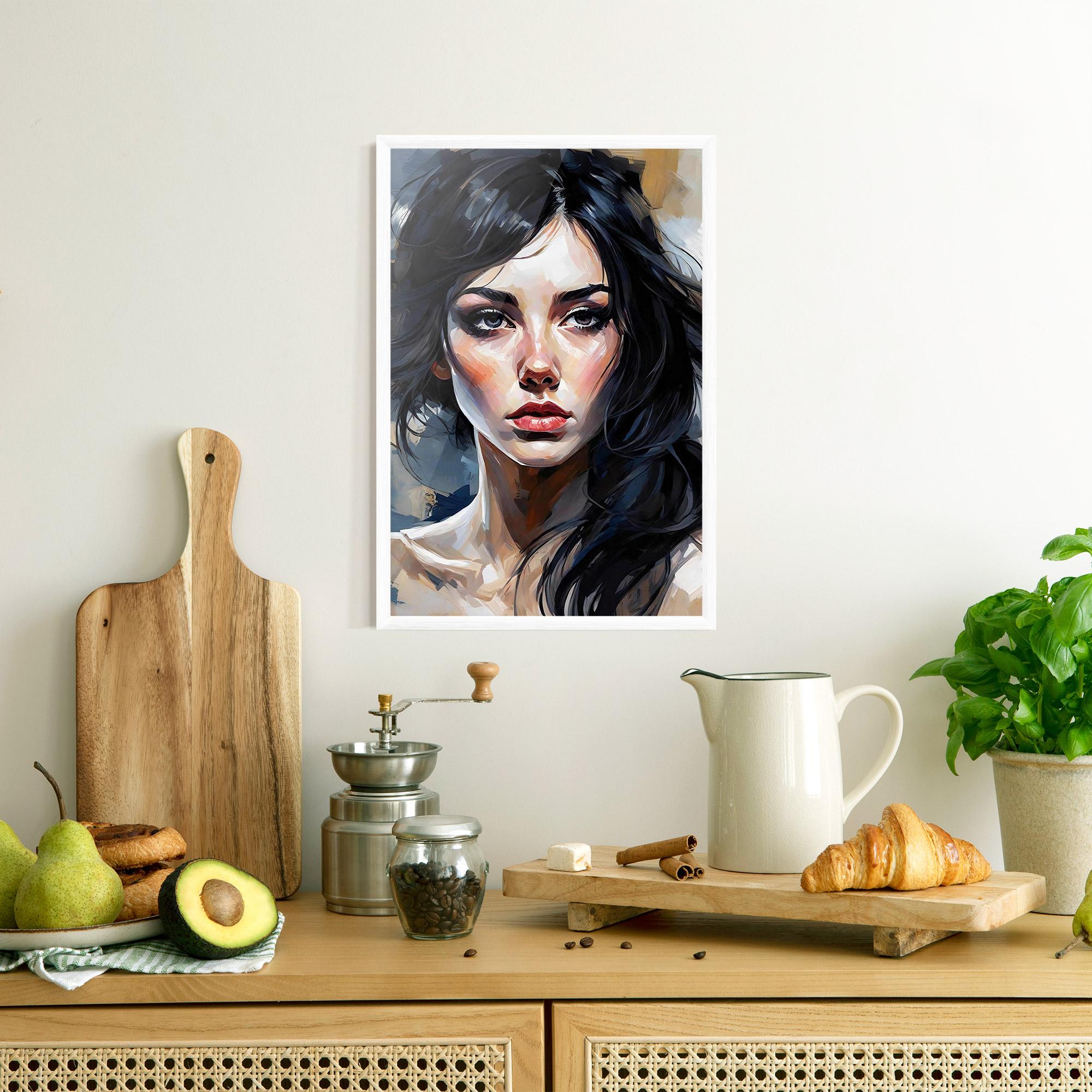 Poster Înrămat Long Black Hair Portrait mockup 8