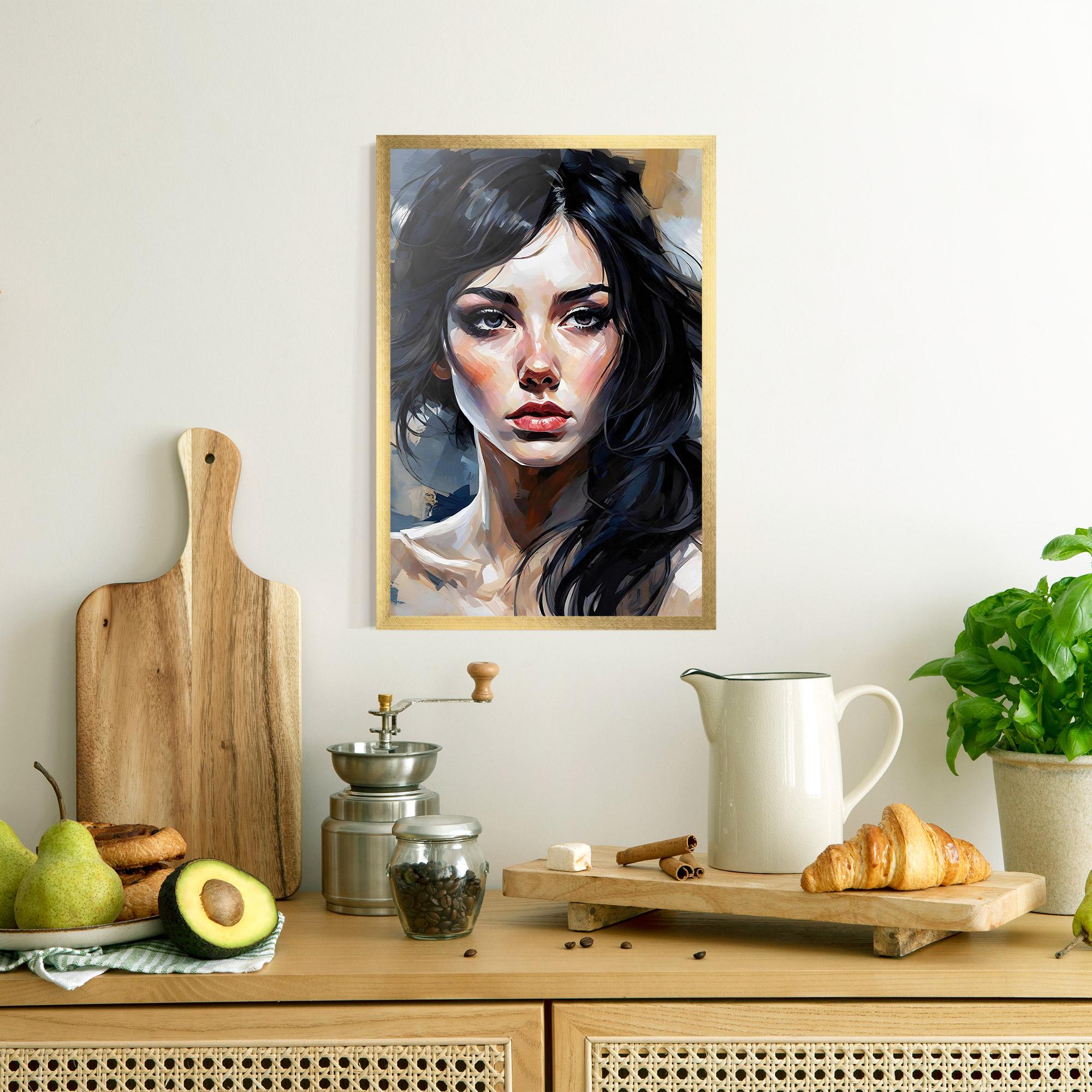 Poster Înrămat Long Black Hair Portrait mockup 8