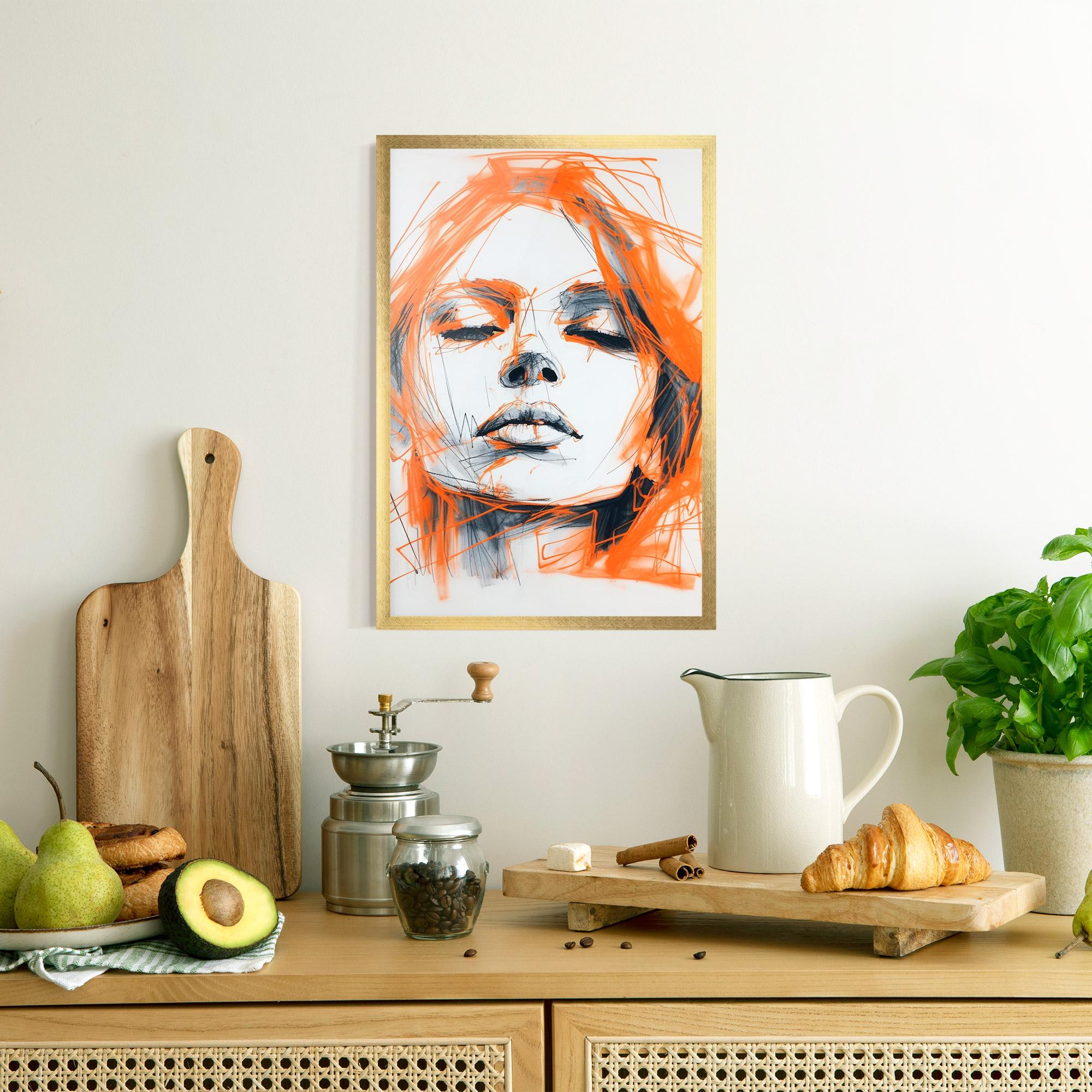 Poster Înrămat Orange Ink Drawing mockup 8