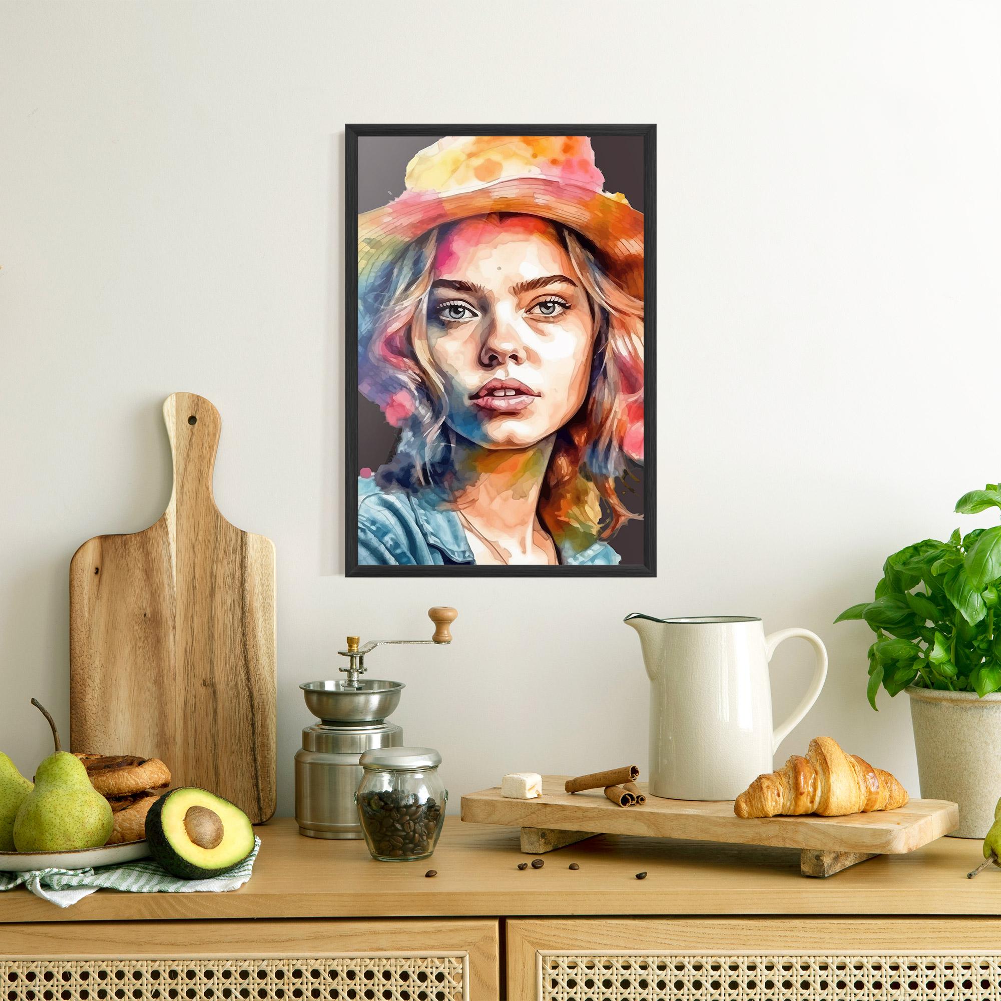 Poster Înrămat Hat Portrait Girl mockup 8