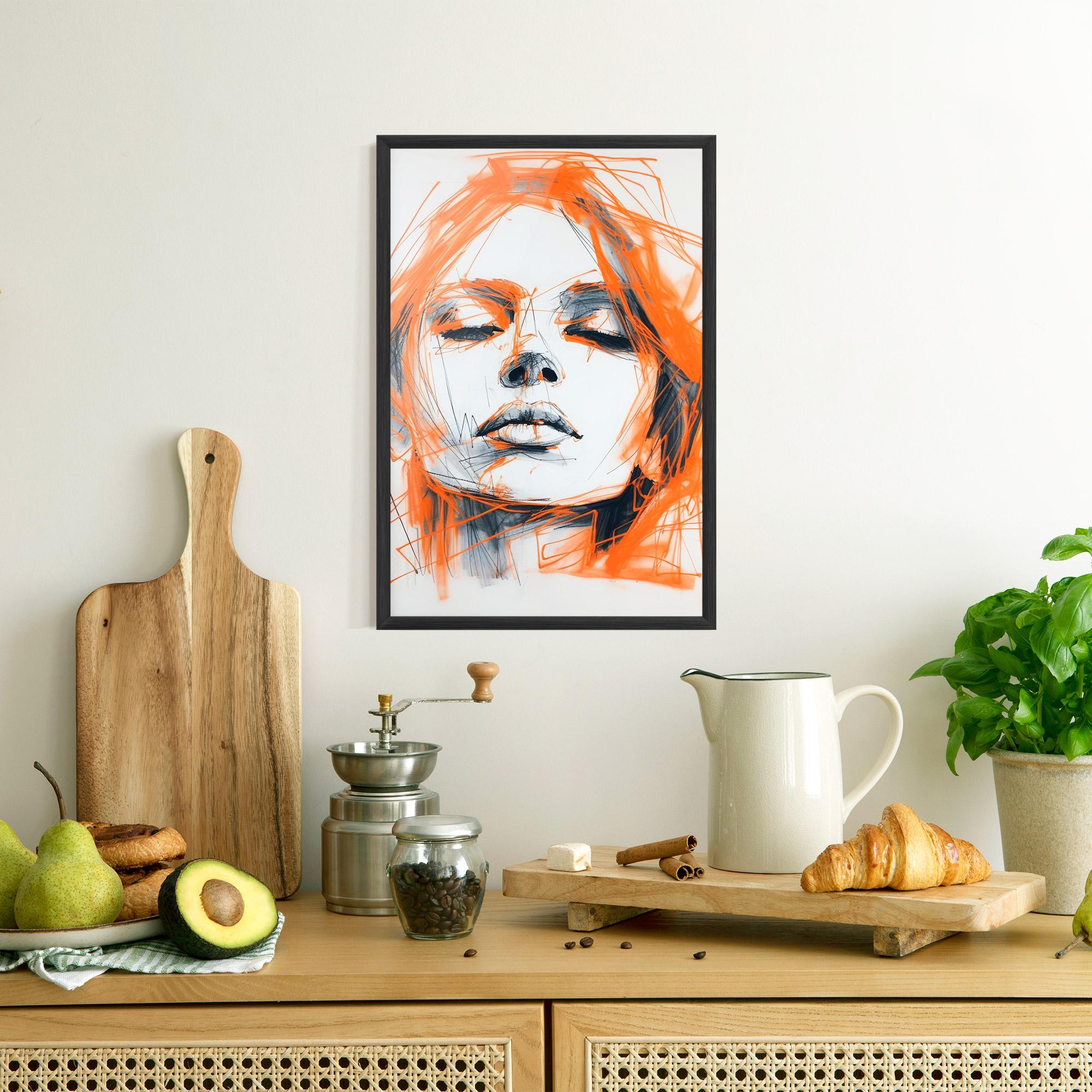 Poster Înrămat Orange Ink Drawing mockup 8