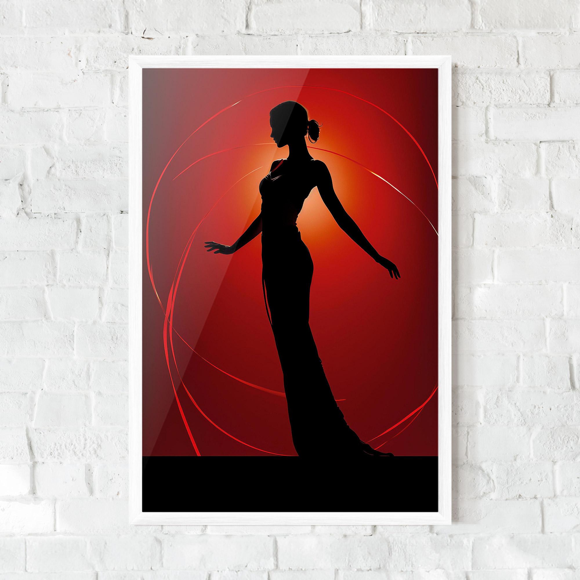 Poster Înrămat Red Background Girl mockup 0