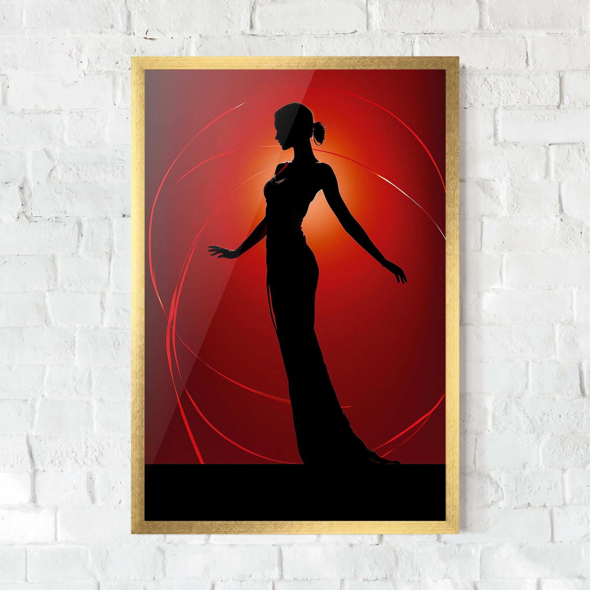 Poster Înrămat Red Background Girl mockup 0