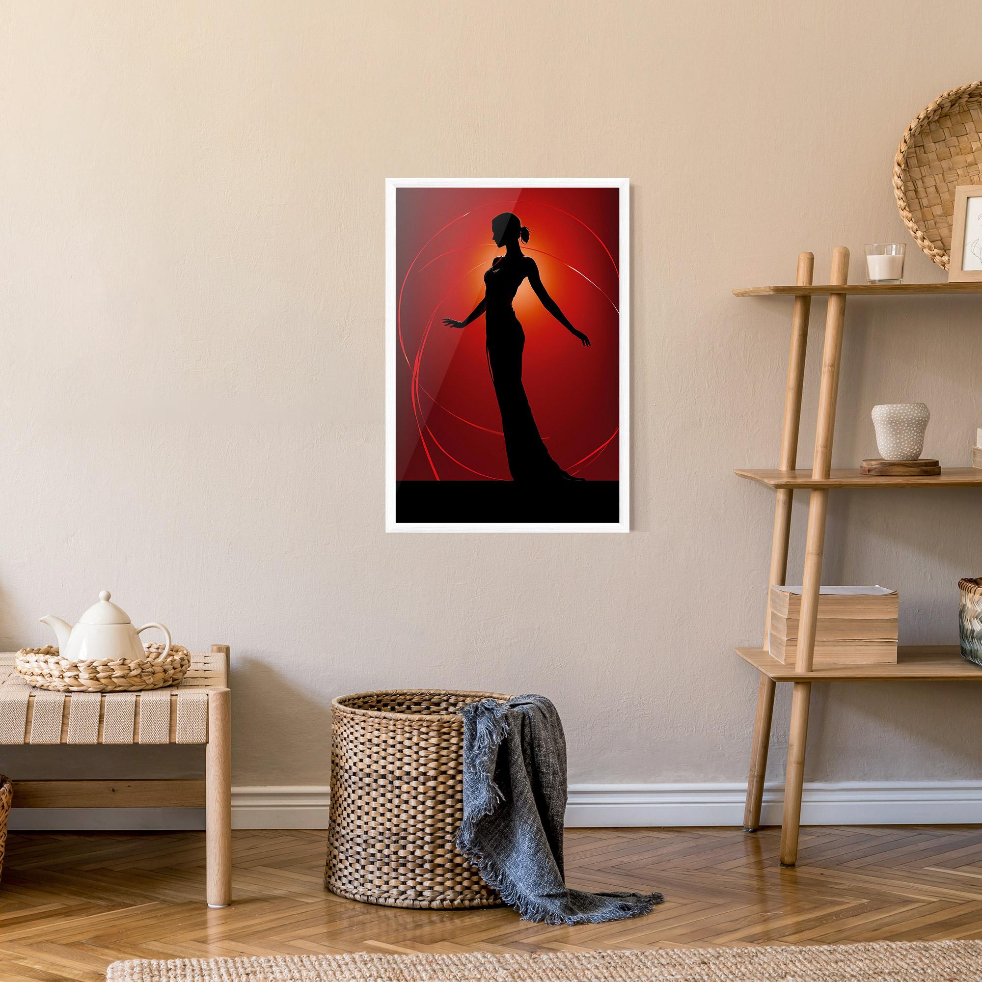 Poster Înrămat Red Background Girl mockup 9