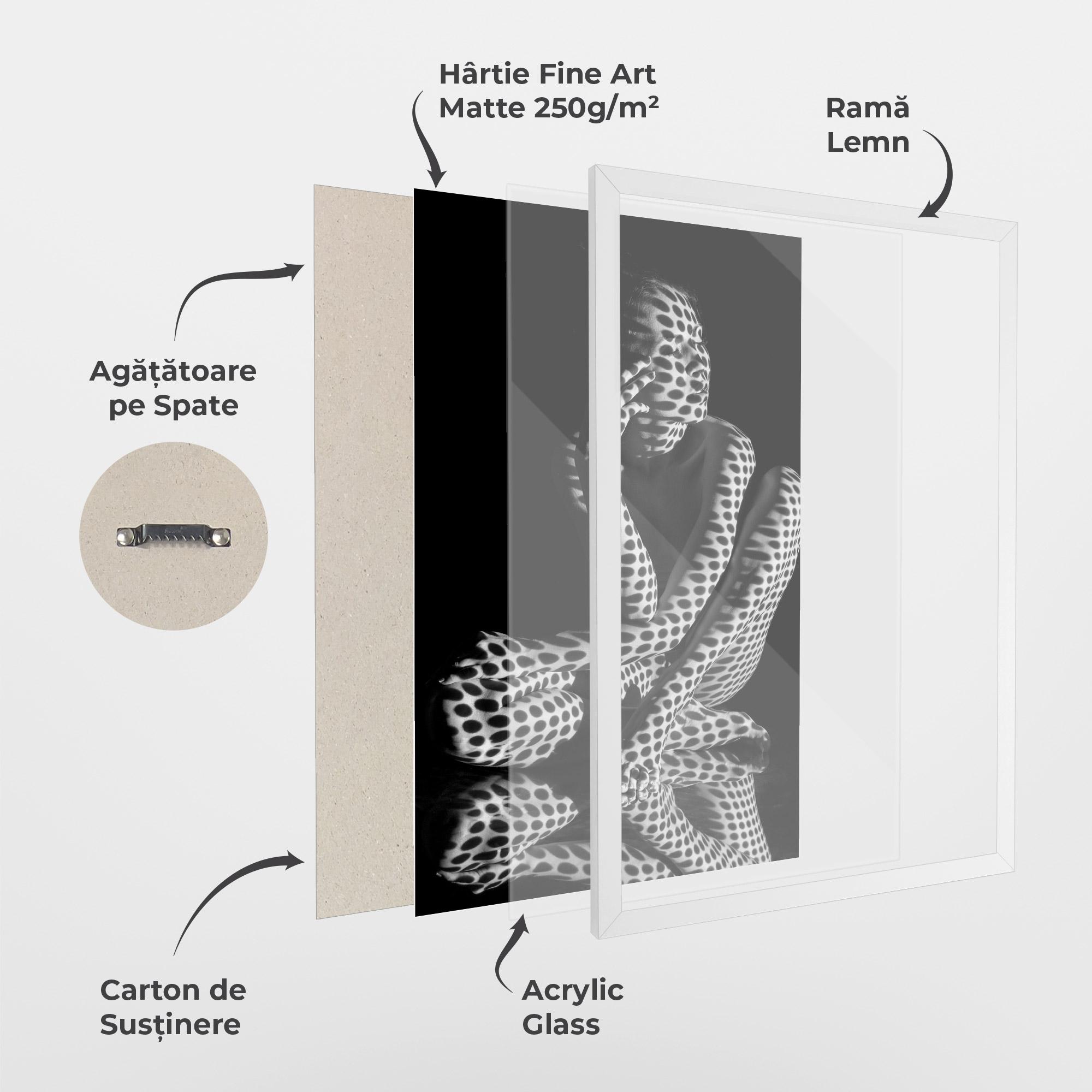 Poster Înrămat Black White Pattern Woman mockup 1