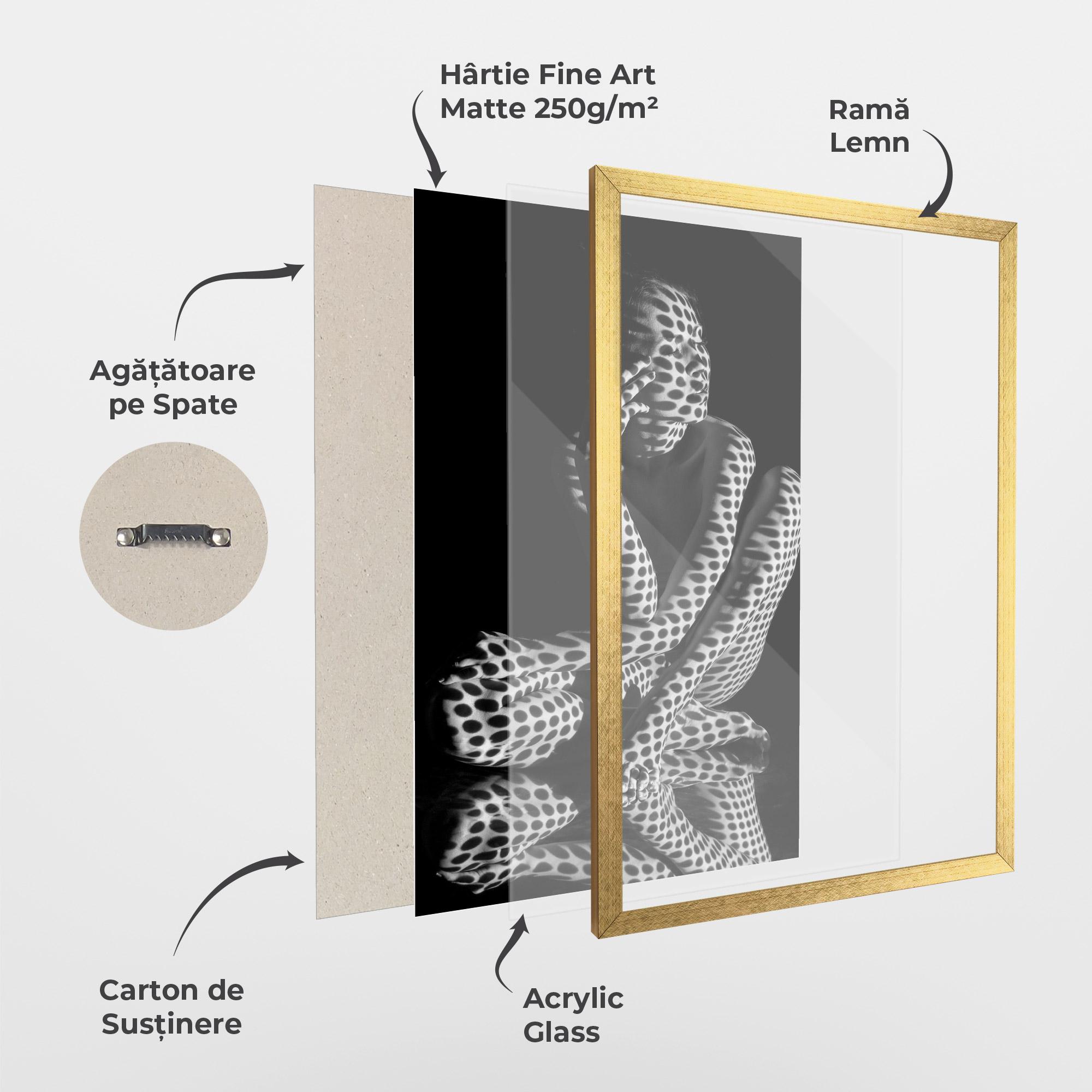 Poster Înrămat Black White Pattern Woman mockup 1