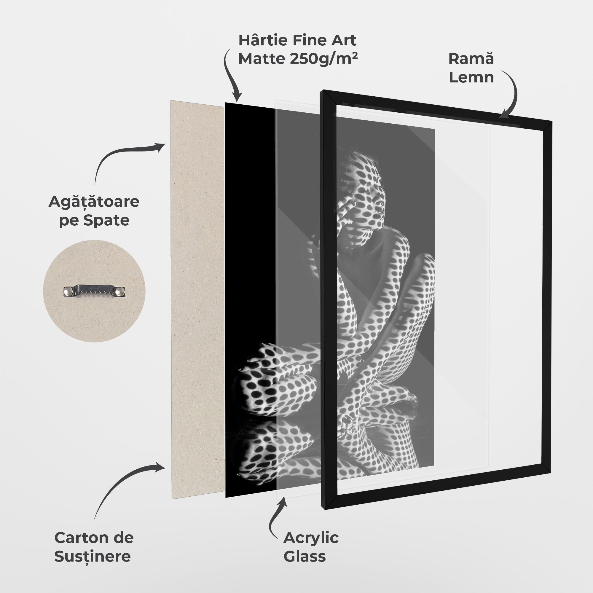 Poster Înrămat Black White Pattern Woman mockup 1