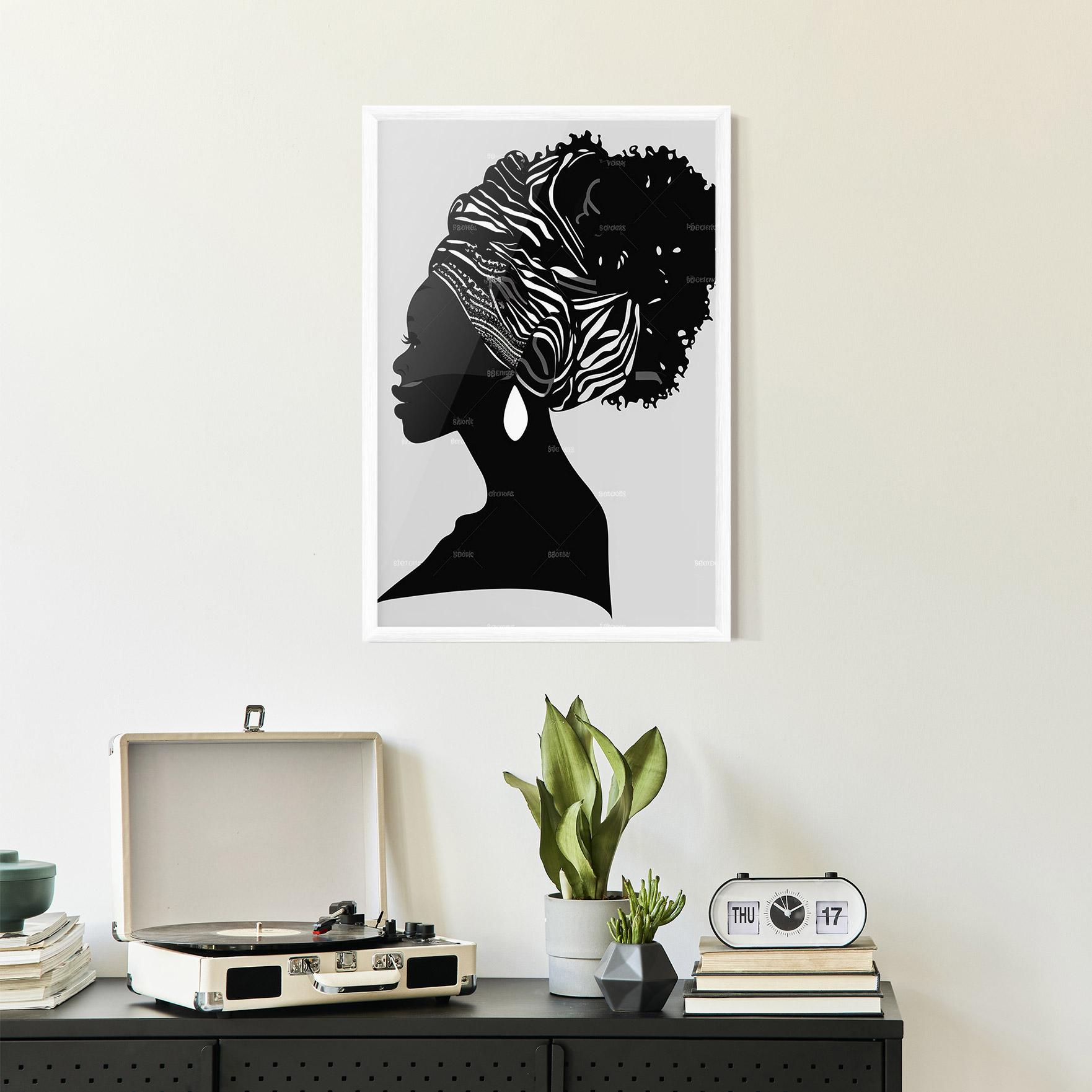 Poster Înrămat Black Woman Silhouette mockup 2