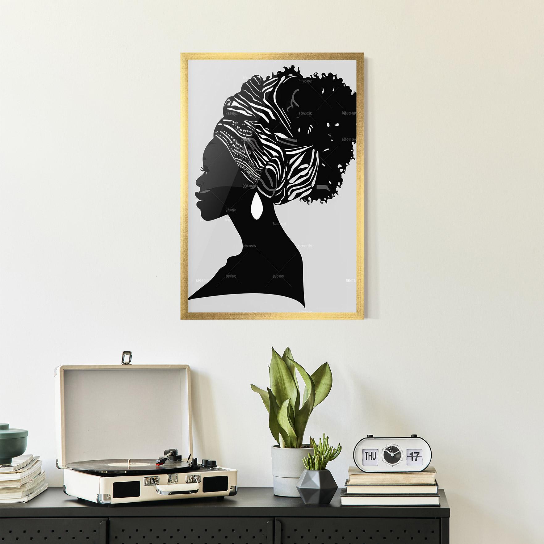 Poster Înrămat Black Woman Silhouette mockup 2