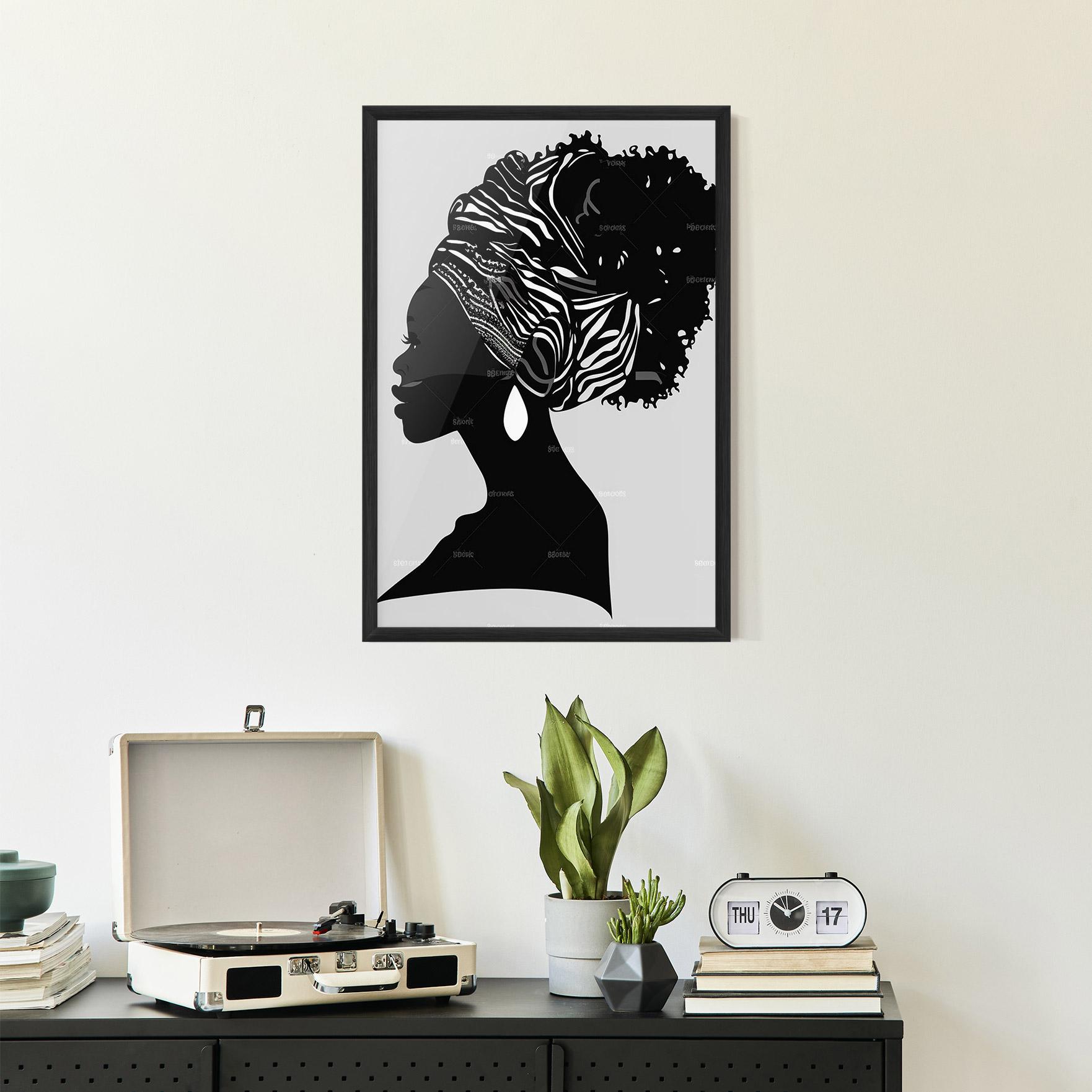 Poster Înrămat Black Woman Silhouette mockup 2