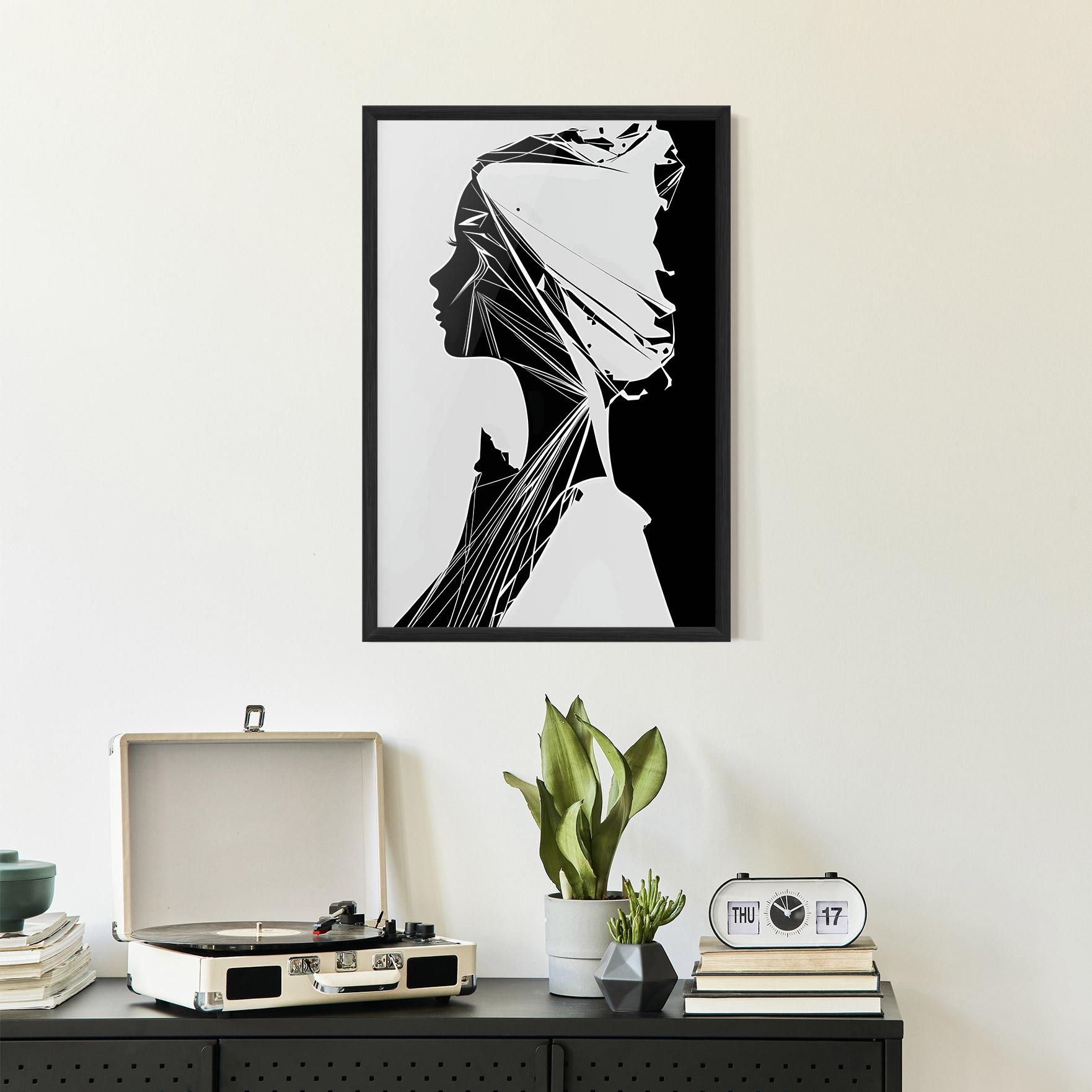 Poster Înrămat Girl Shilouette Art mockup 2