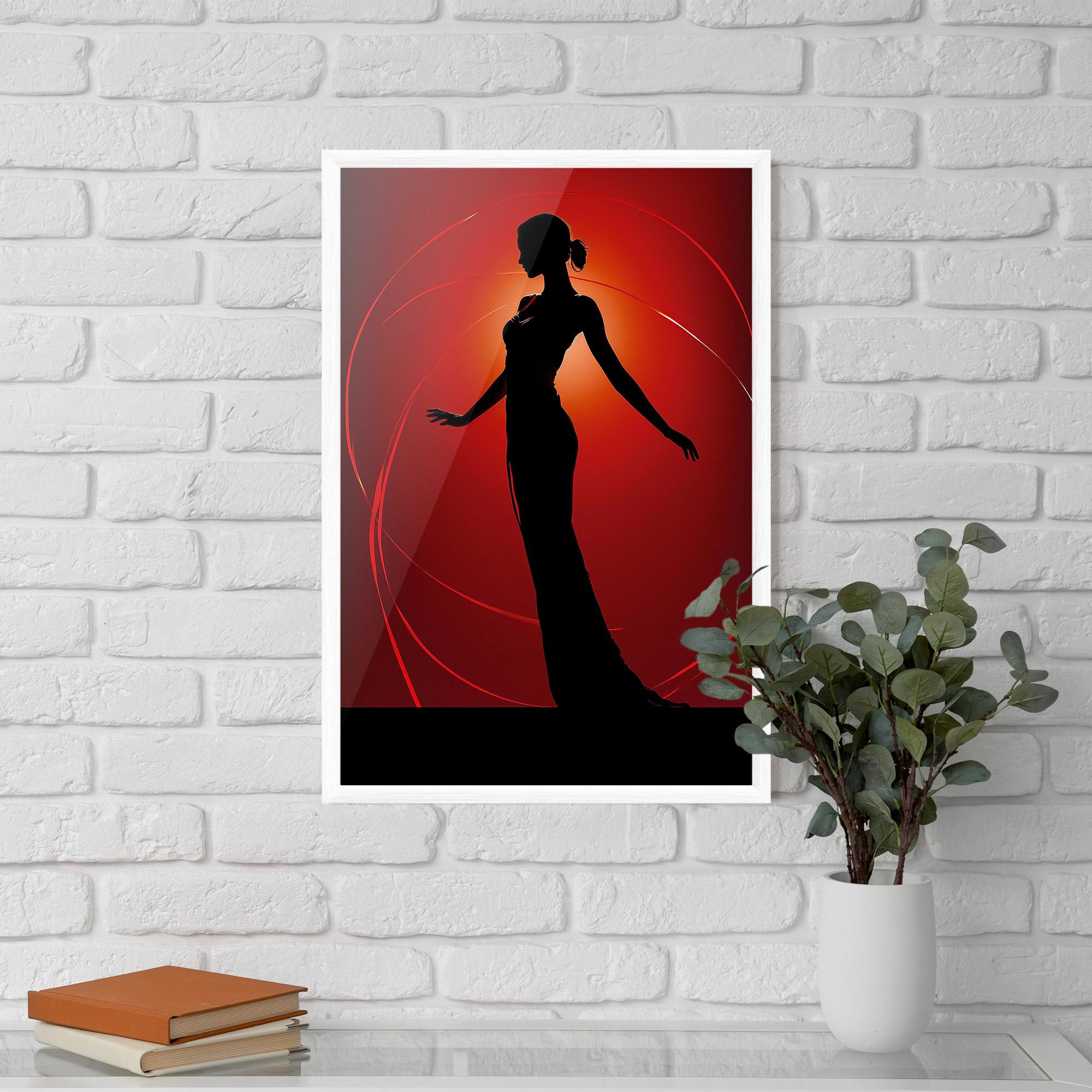 Poster Înrămat Red Background Girl mockup 5