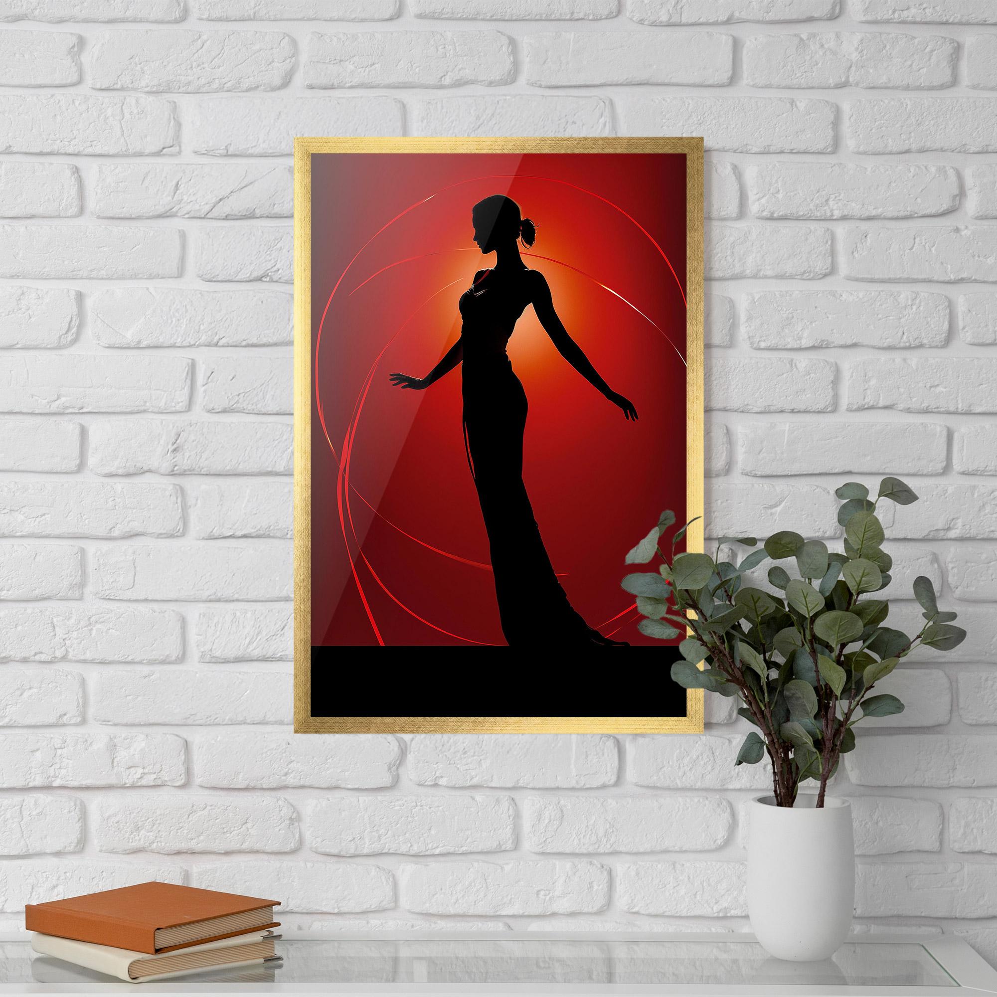 Poster Înrămat Red Background Girl mockup 5