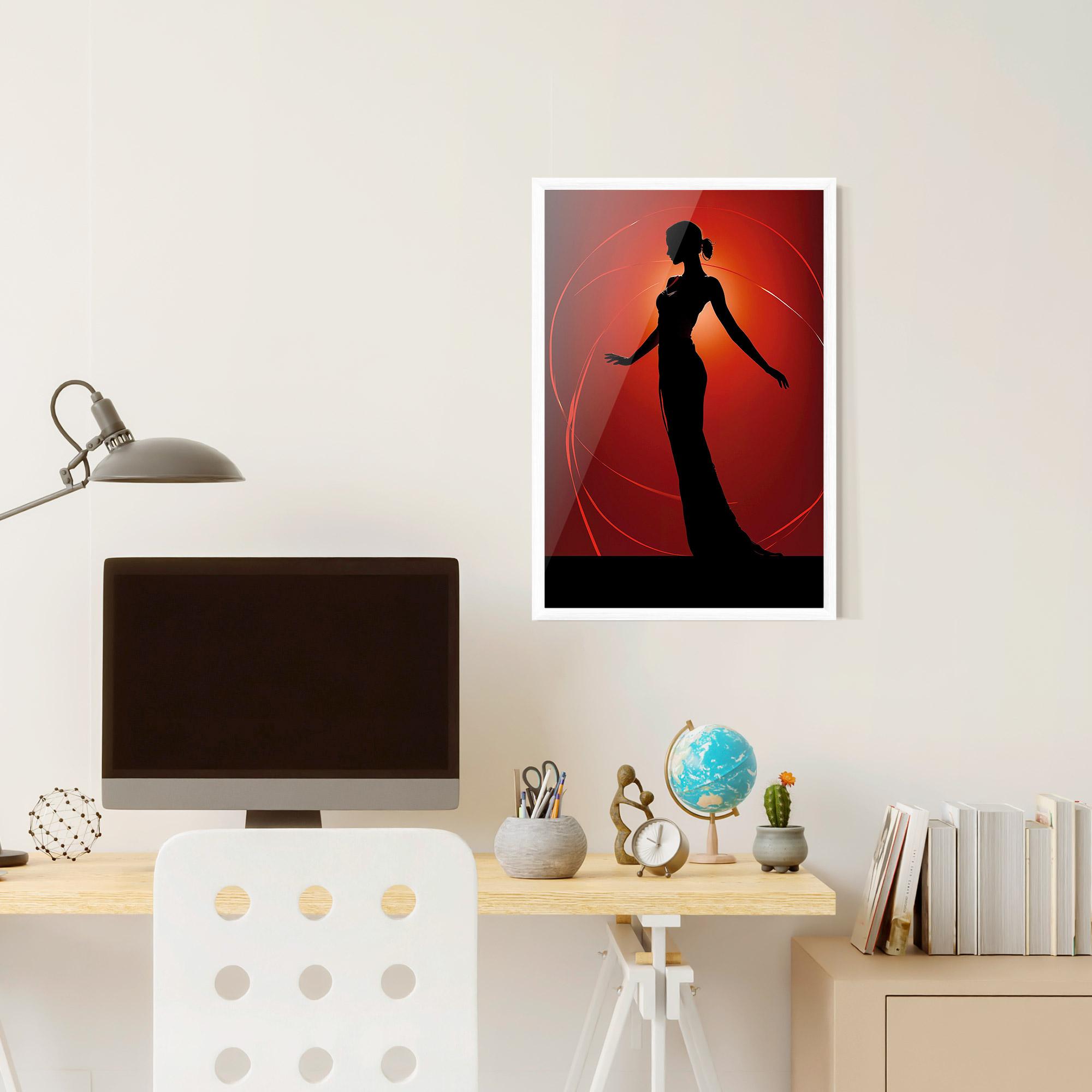 Poster Înrămat Red Background Girl mockup 6