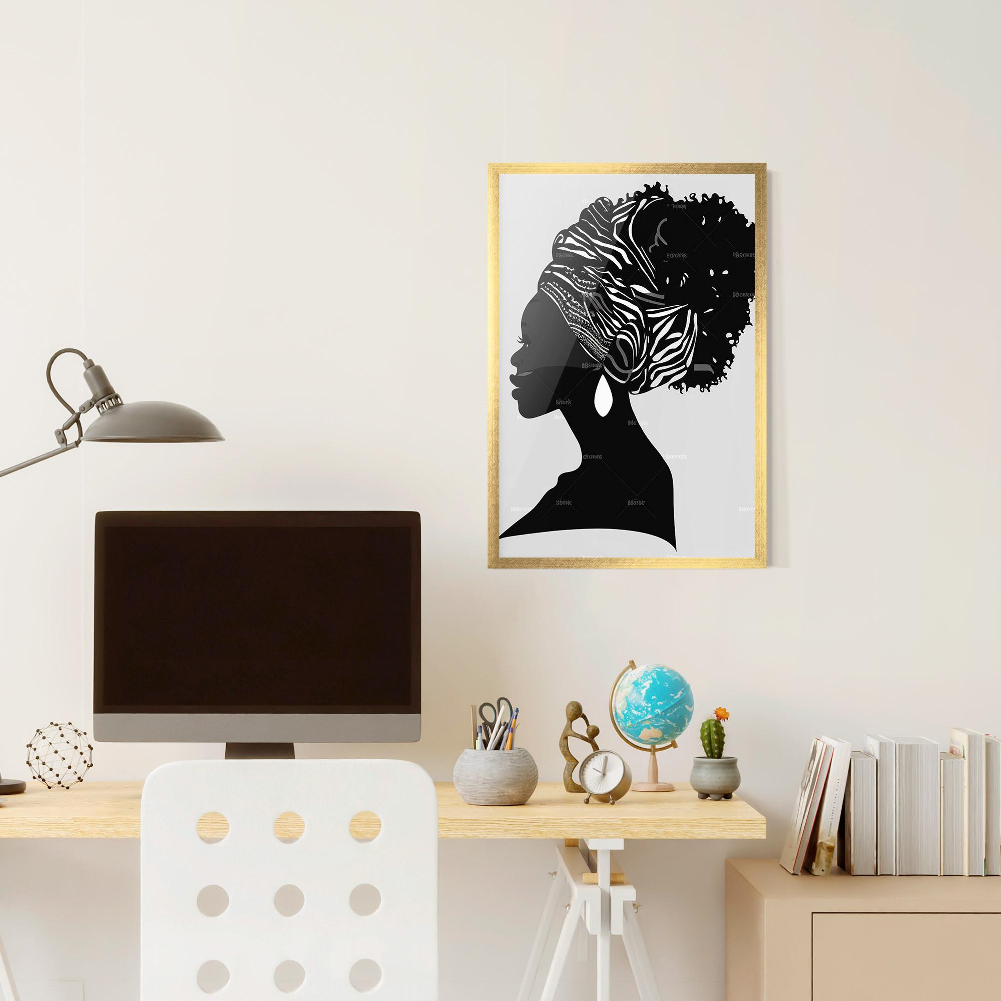 Poster Înrămat Black Woman Silhouette mockup 6
