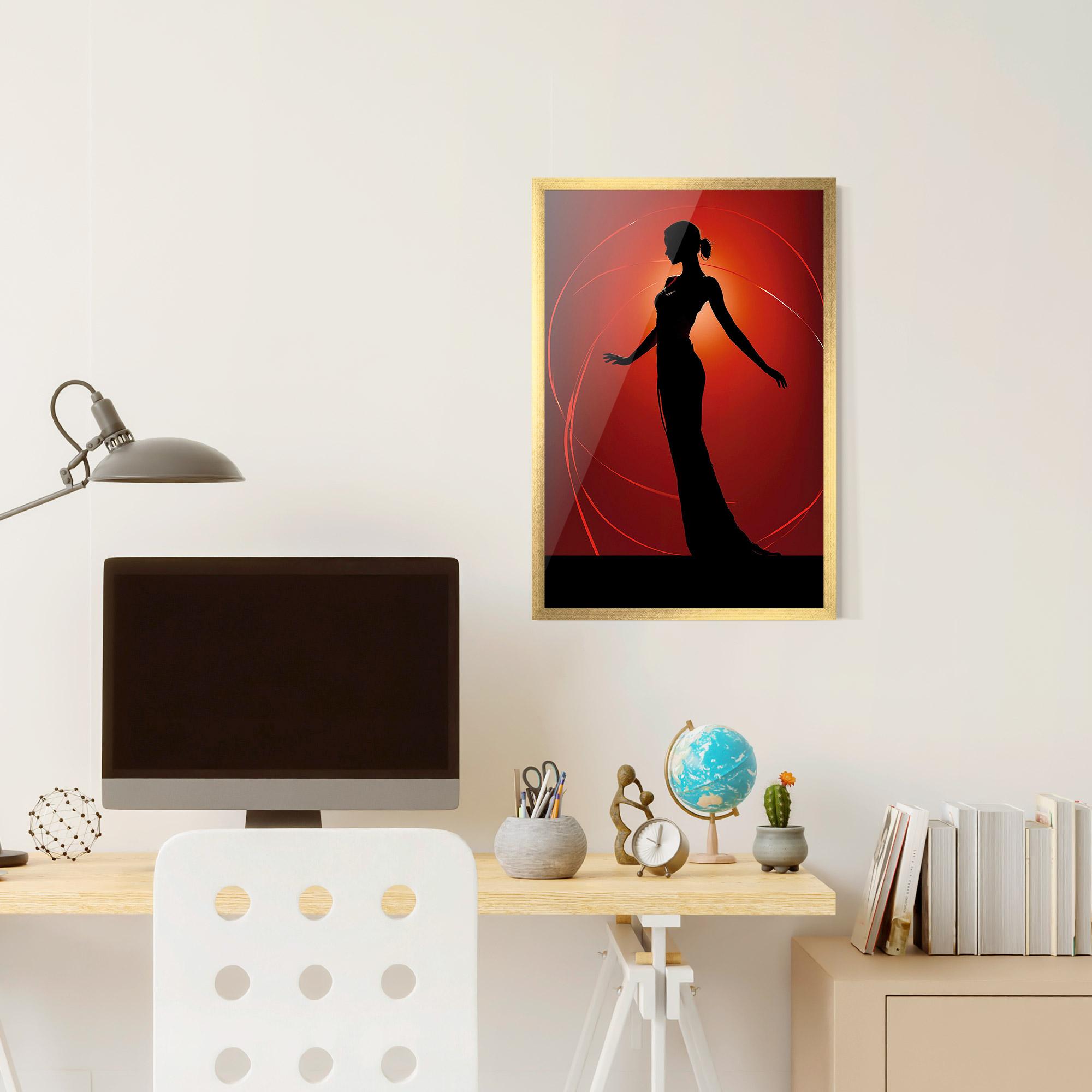 Poster Înrămat Red Background Girl mockup 6