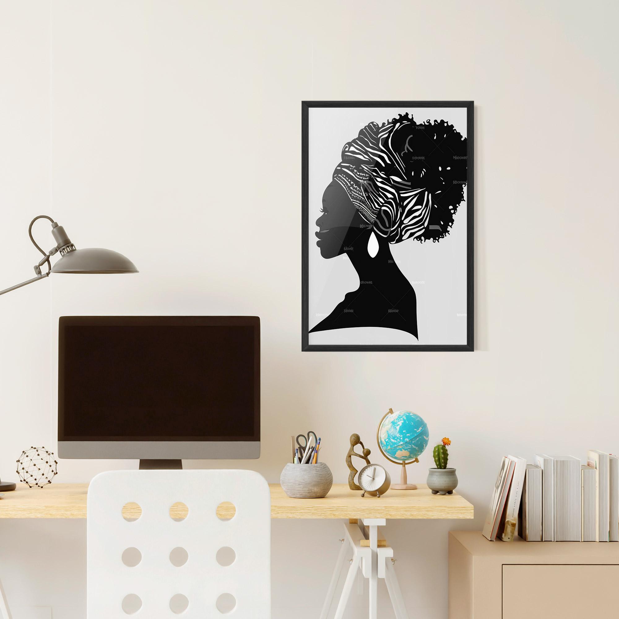 Poster Înrămat Black Woman Silhouette mockup 6