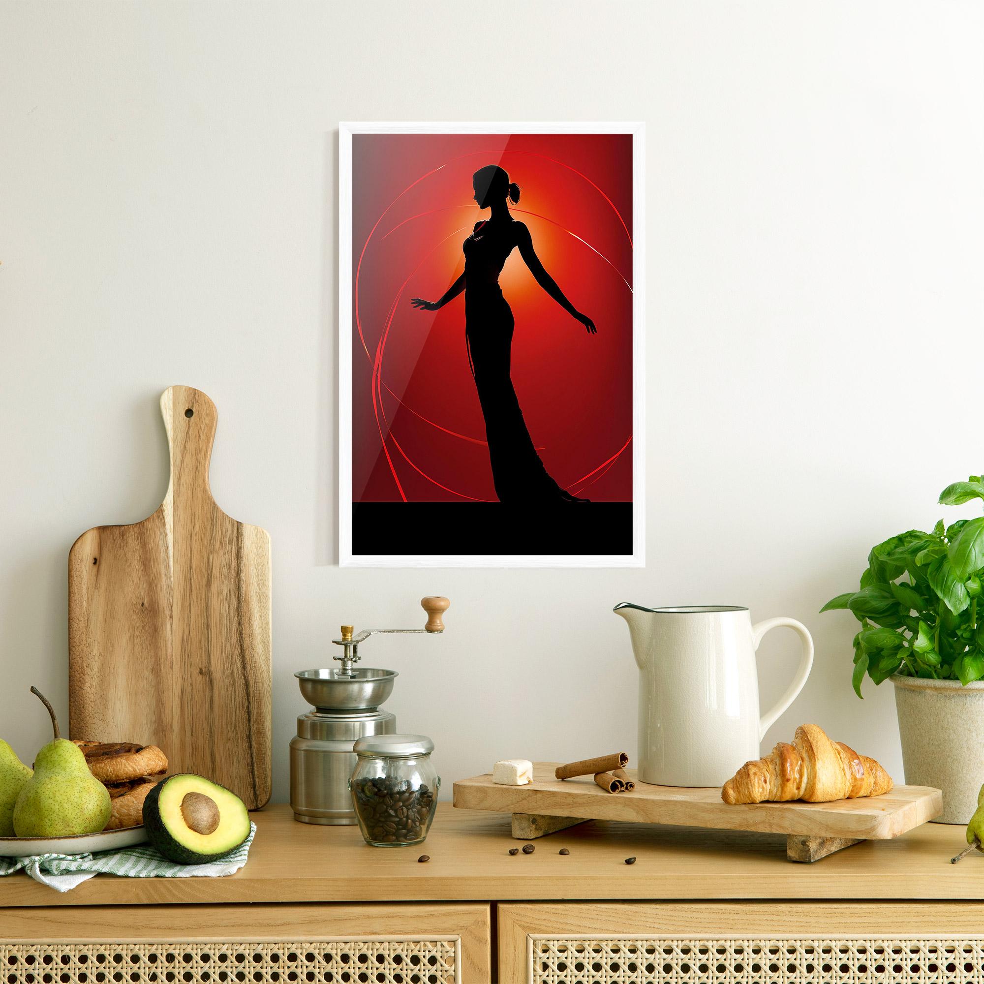 Poster Înrămat Red Background Girl mockup 8
