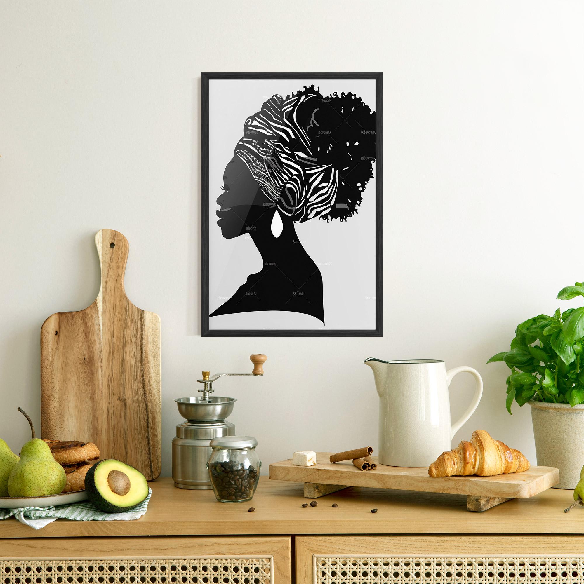 Poster Înrămat Black Woman Silhouette mockup 8