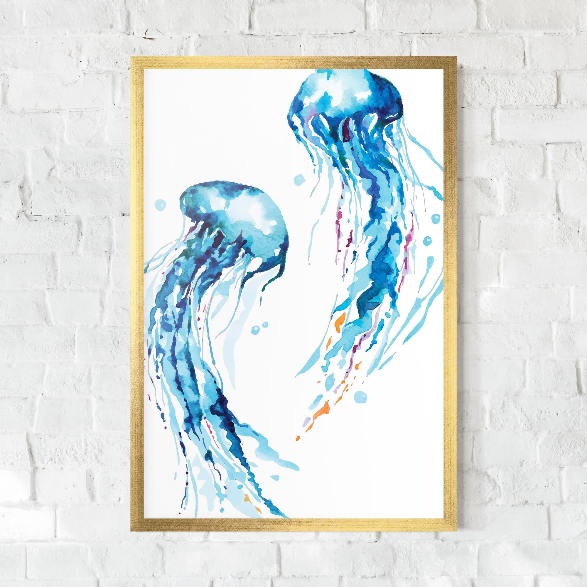 Poster Înrămat Jellyfish Watercolor mockup 0