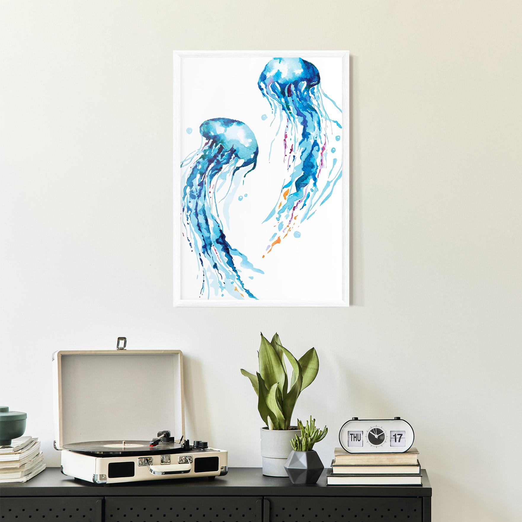 Poster Înrămat Jellyfish Watercolor mockup 2
